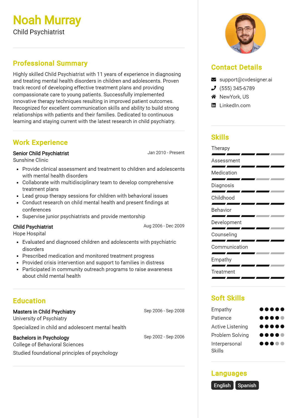 Child Psychiatrist Resume Example for 2026: Free Professional Templates Preview