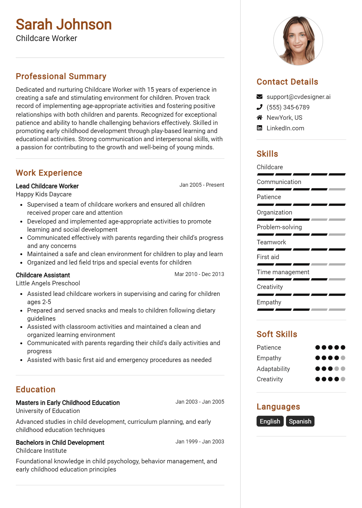 Childcare Worker Resume Example for 2026: Free Templates Preview