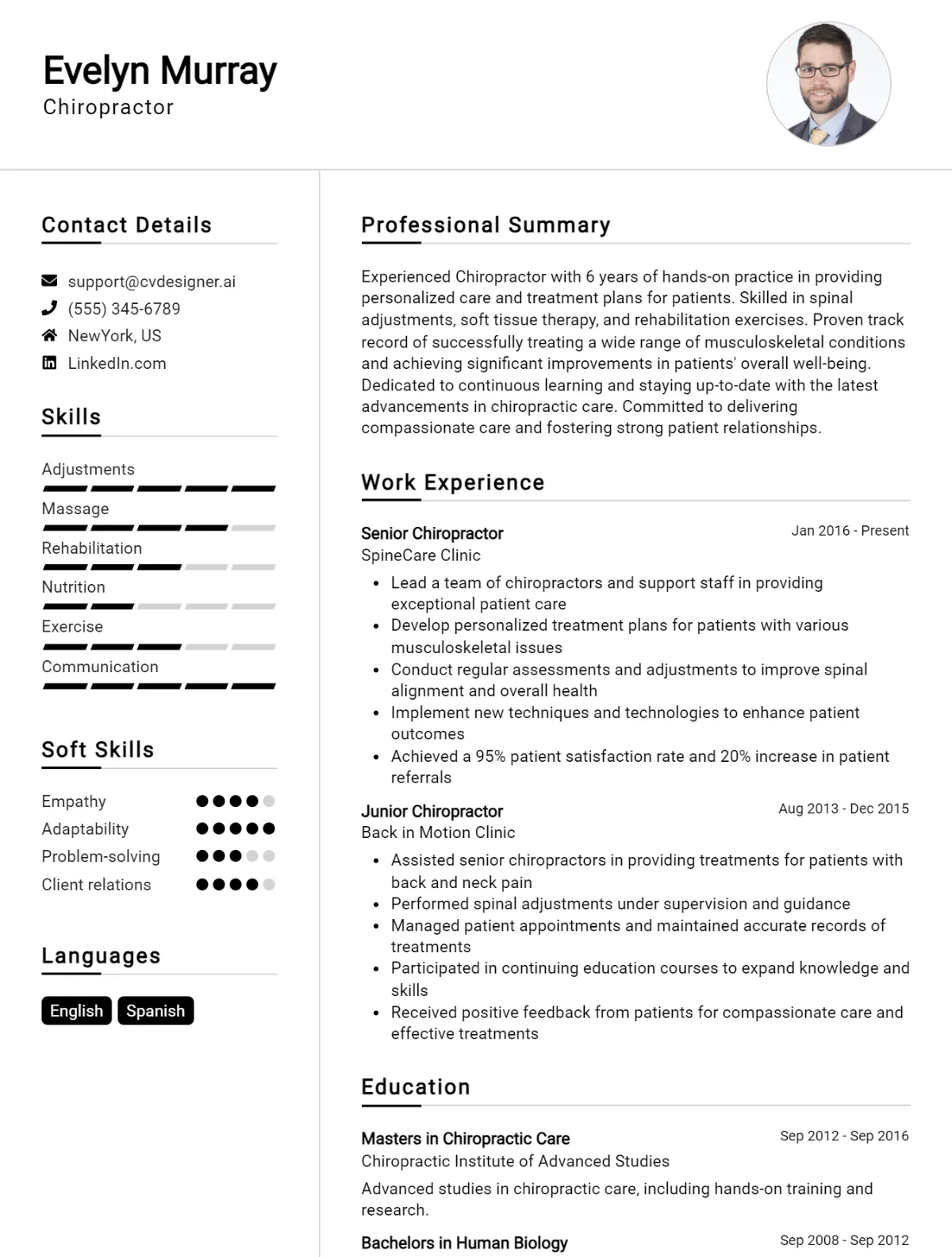 Chiropractor CV Example For 2026: Proven Tips & Templates Preview