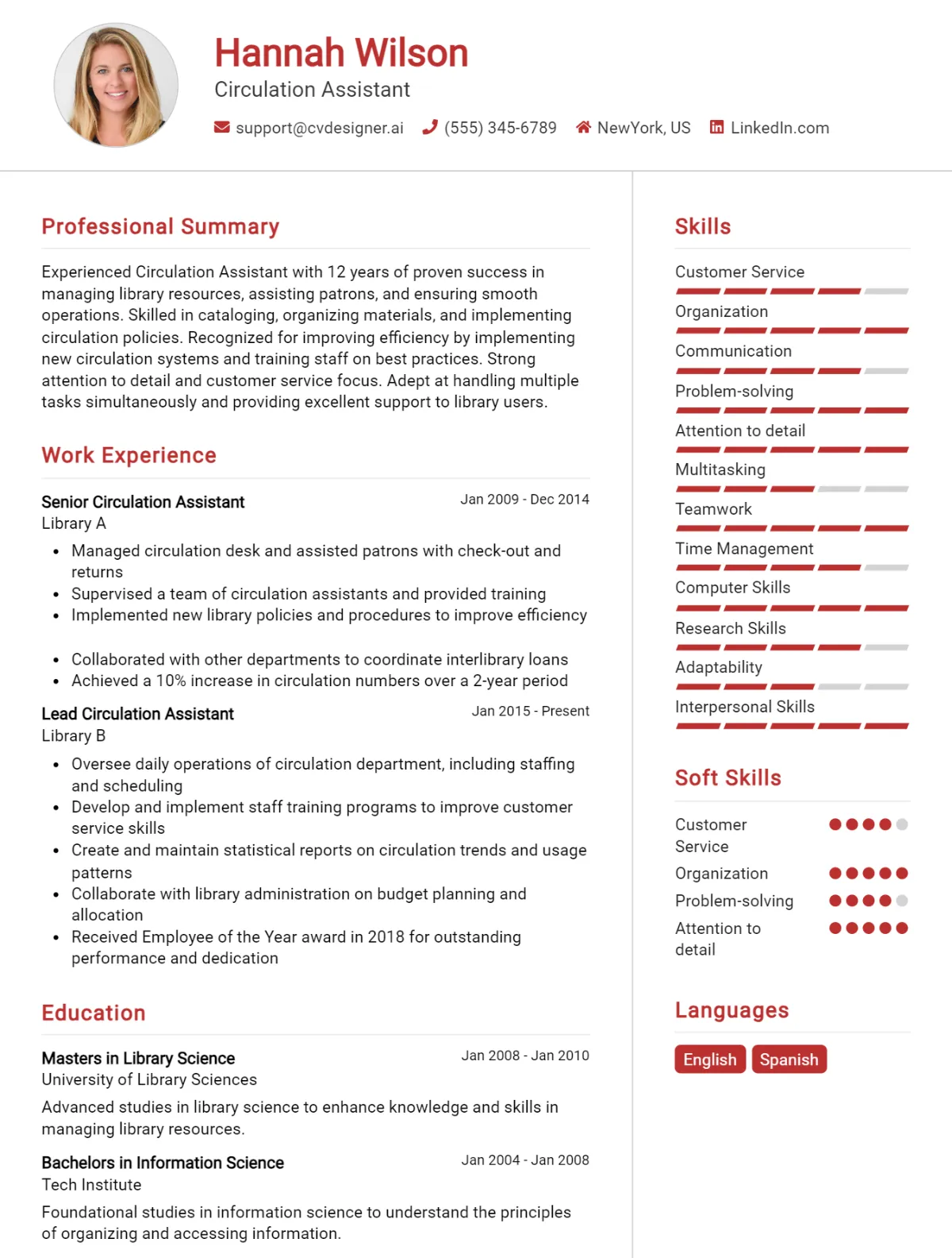 Circulation Assistant CV Example For 2026: Samples & Best Practices Preview