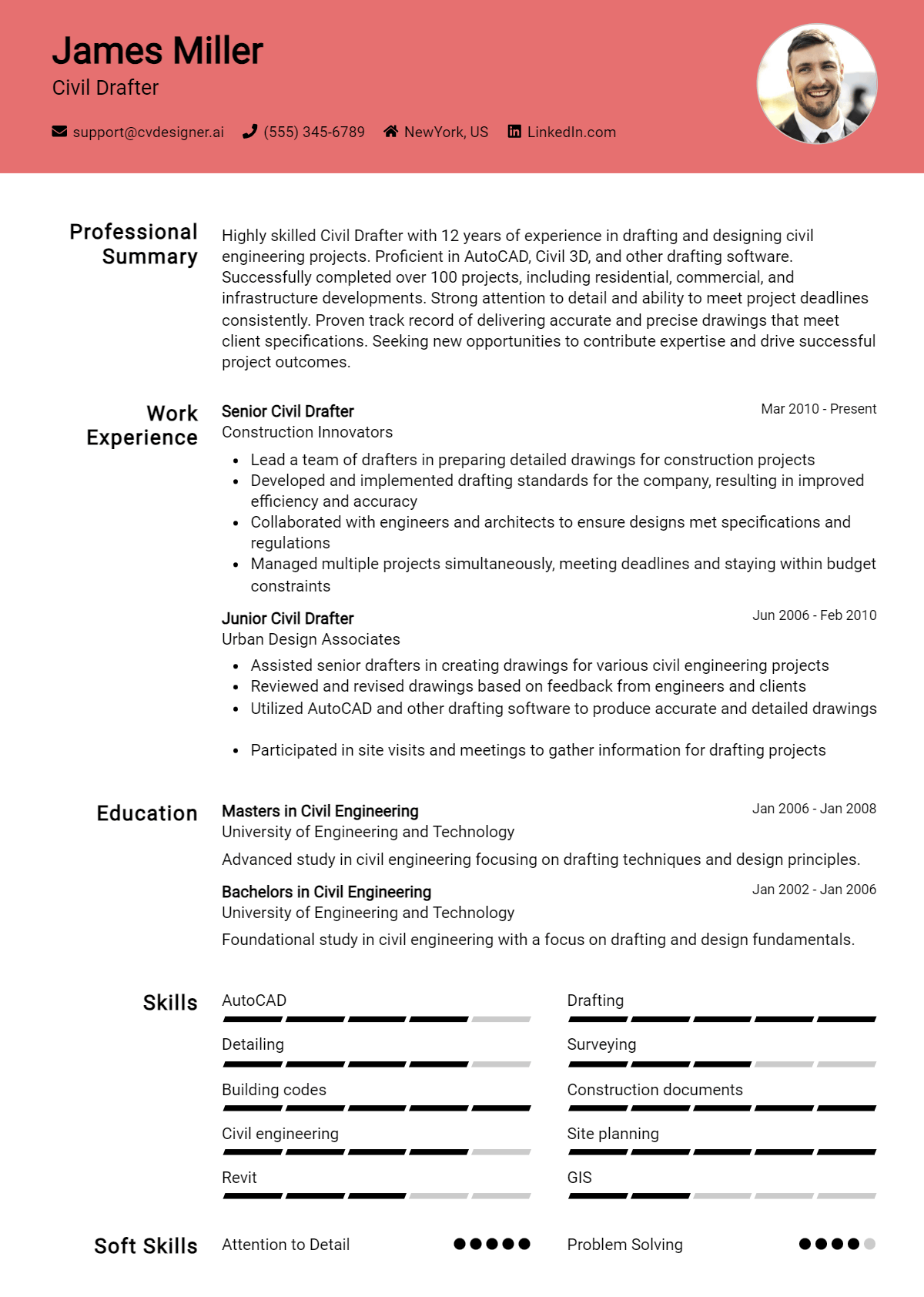 Civil Drafter Resume Example for 2026: Strategies & Templates Preview