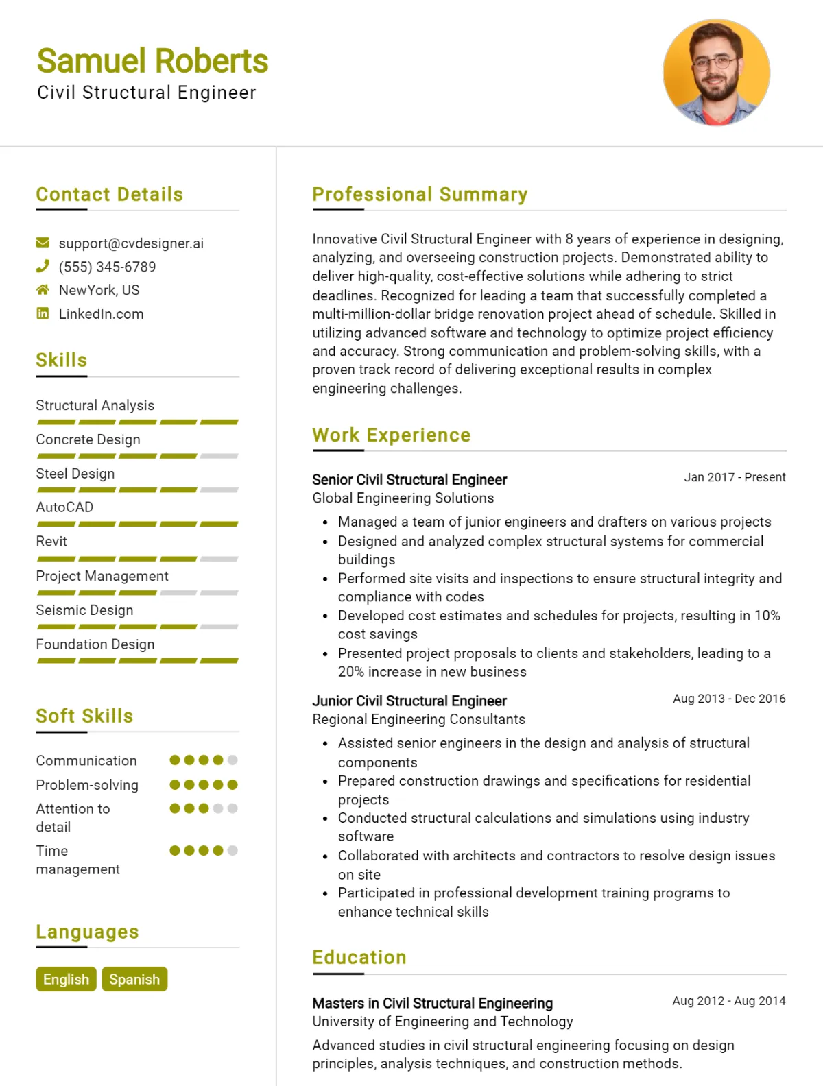 Civil Structural Engineer CV Example For 2026: Top Tips & Samples Preview