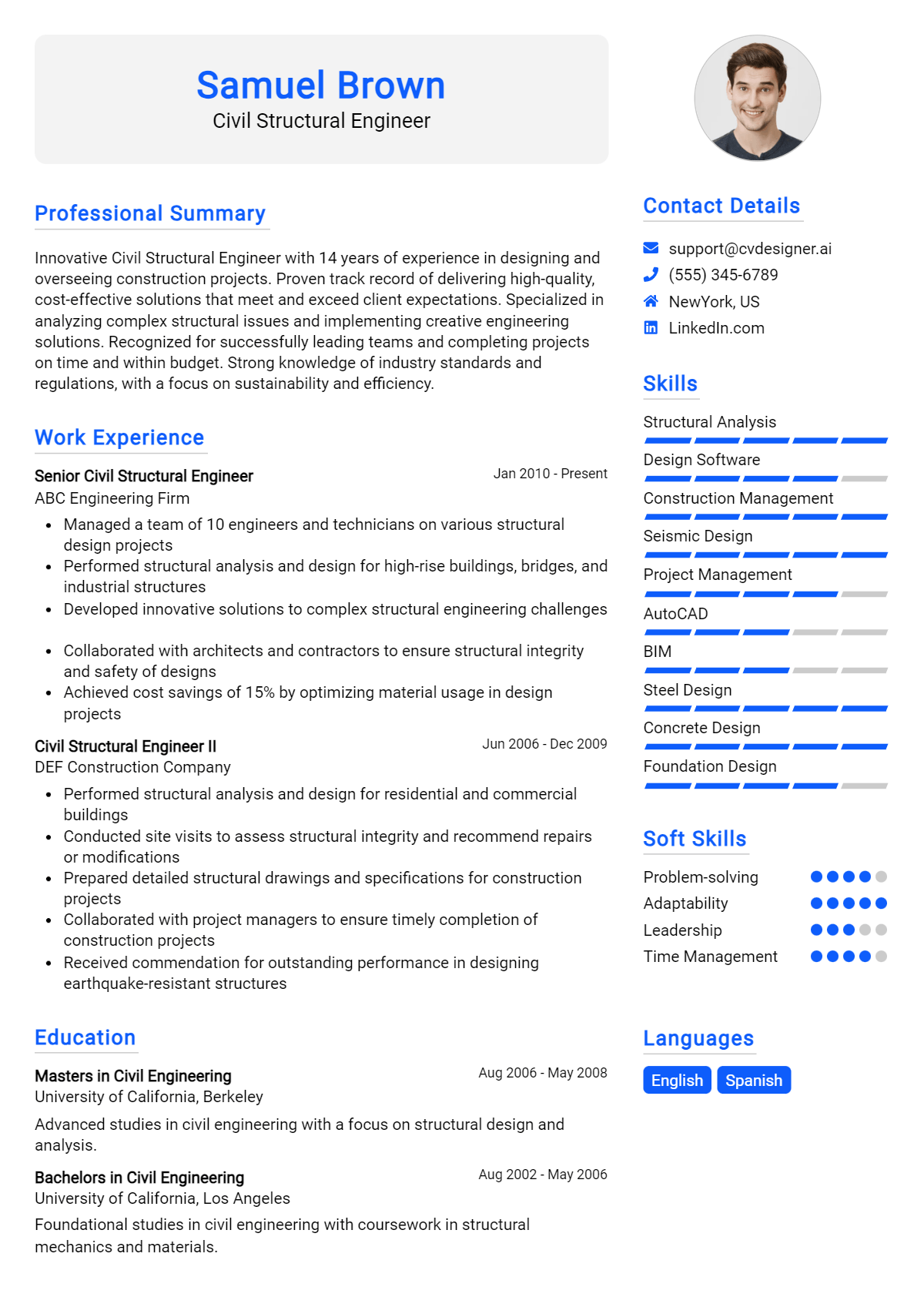 Civil Structural Engineer Resume Example for 2026: Tips to Stand Out Preview