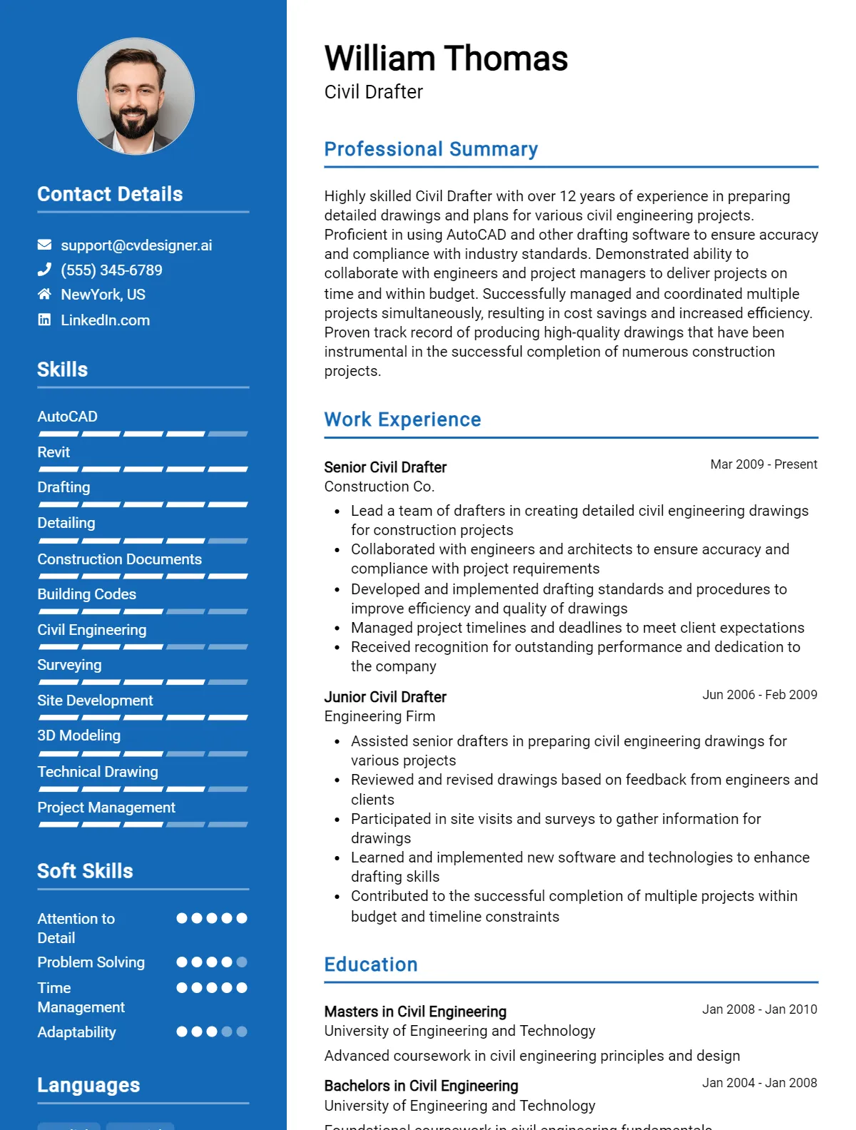 Civil Drafter CV Example For 2026: How to Craft a Winning CV Preview