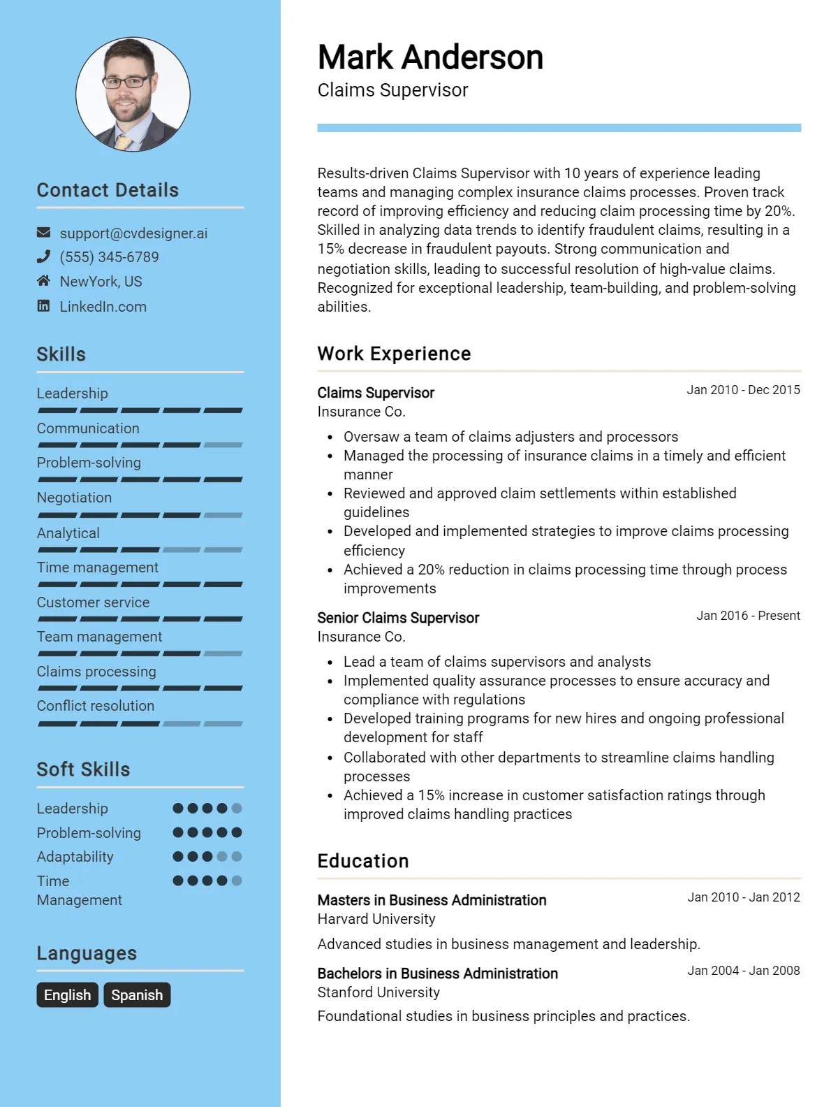 Claims Supervisor CV Example For 2026: How to Create a Professional CV Preview