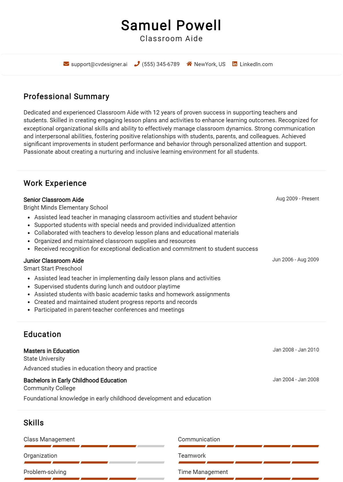 Classroom Aide Resume Example for 2026: Effective CV Writing Tips Preview