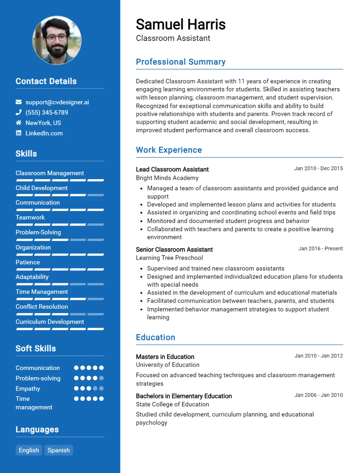 Classroom Assistant CV Example For 2026: Top CV Skills Preview