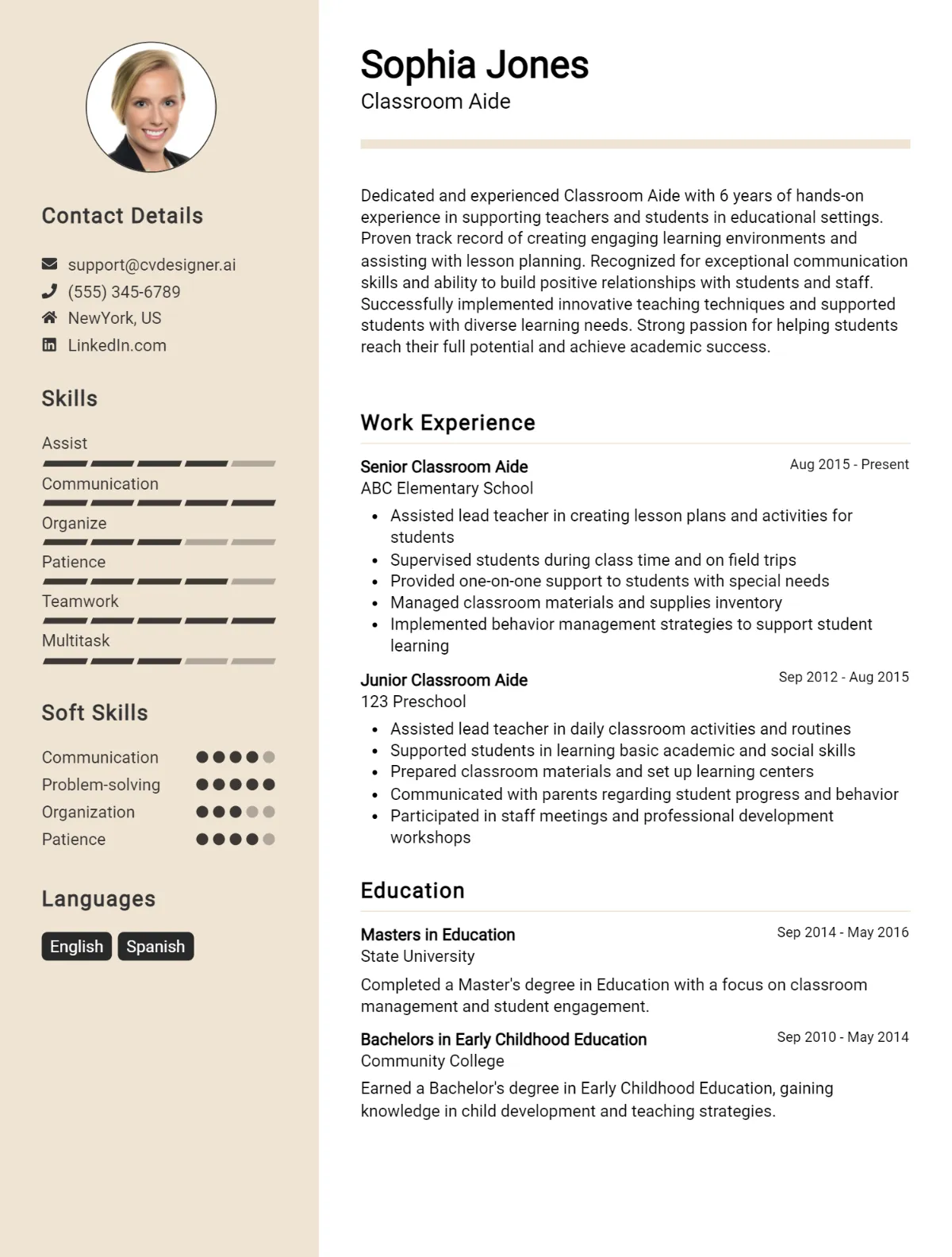Classroom Aide CV Example For 2026: Best Writing Guide Preview