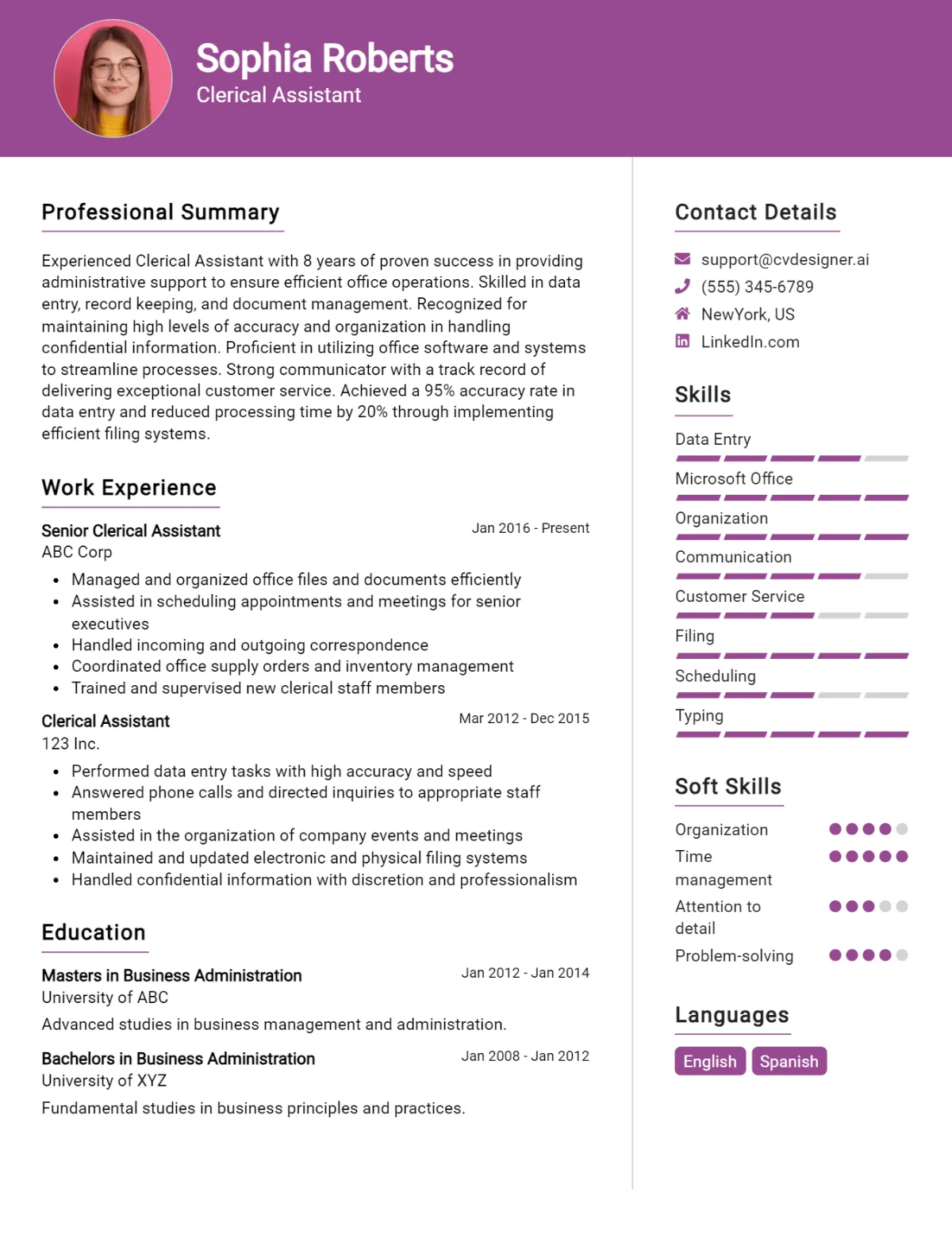 Clerical Assistant CV Example For 2026: Effective CV Writing Tips Preview
