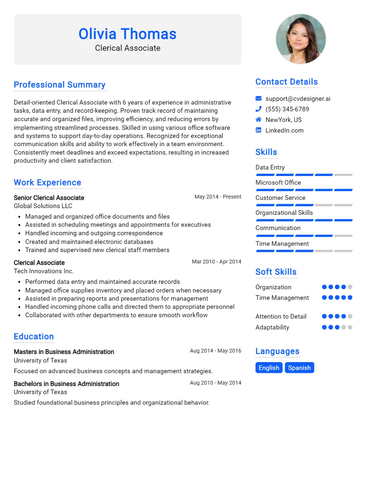 Clerical Associate CV Example For 2026: How to Create a Professional CV Preview