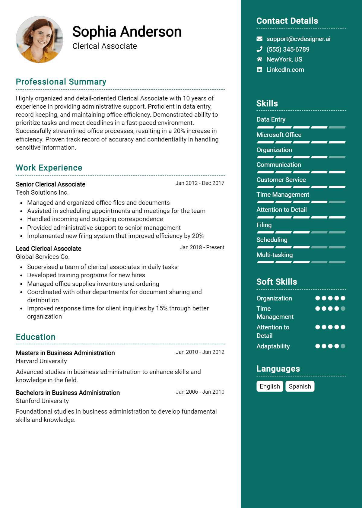 Clerical Associate Resume Example for 2026: Effective CV Writing Tips Preview