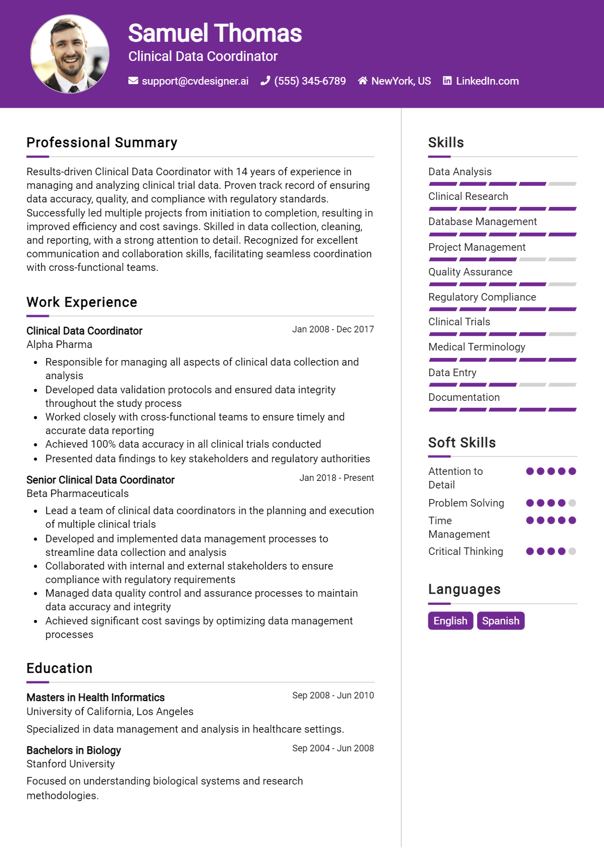 Clinical Data Coordinator Resume Example for 2026: Ultimate Guide Preview