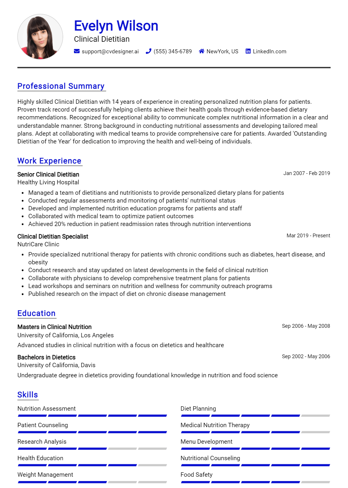 Clinical Dietitian Resume Example for 2026: Best Formatting Tips Preview