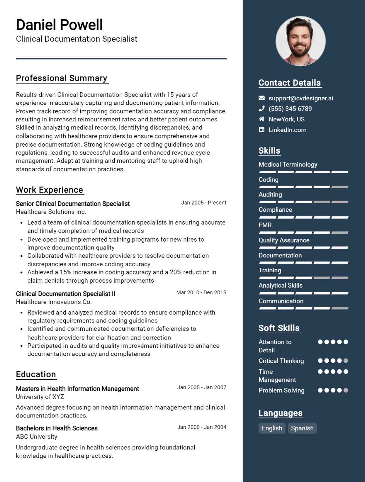 Clinical Documentation Specialist CV Example For 2026: Expert Tips & Templates Preview