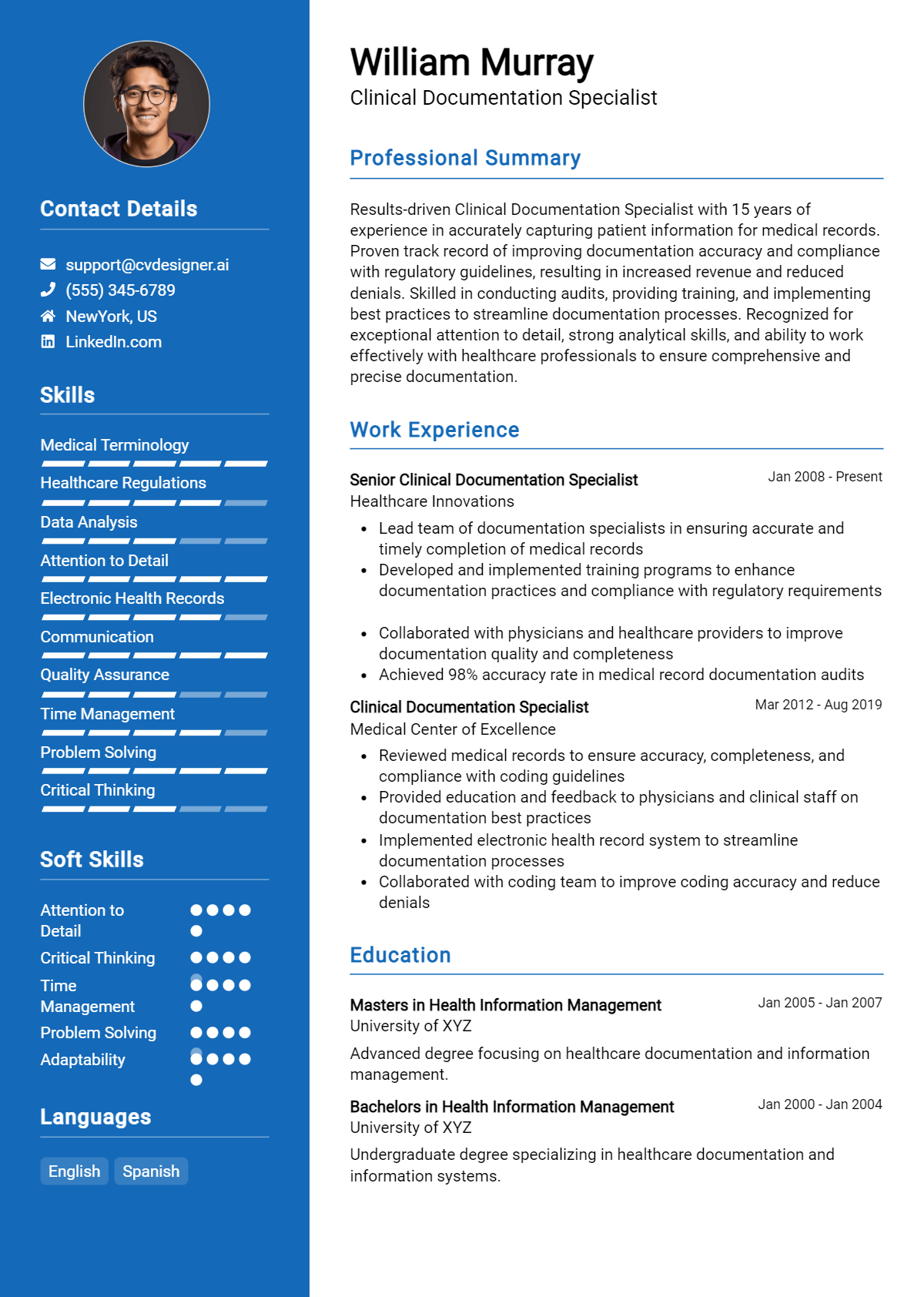 Clinical Documentation Specialist Resume Example for 2026: How to Craft a Winning CV Preview