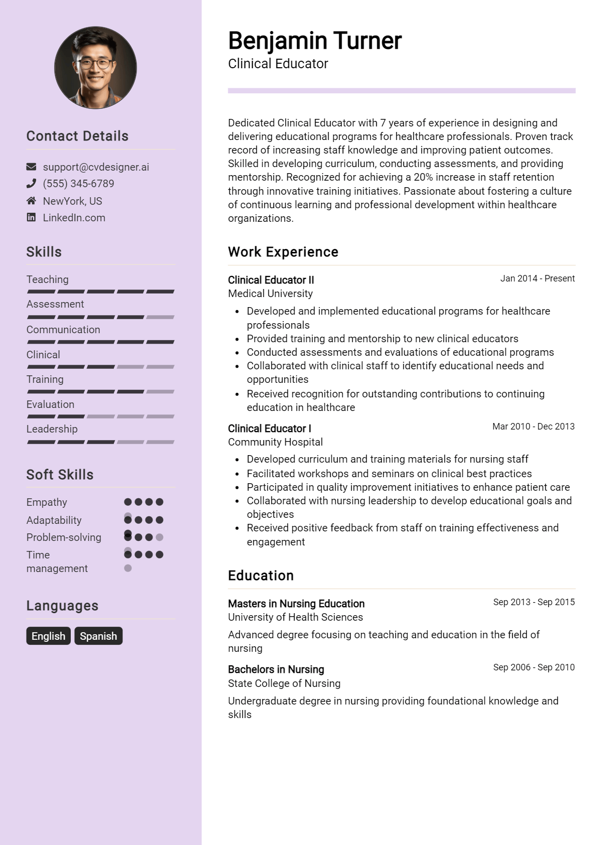 Clinical Educator Resume Example for 2026: Top CV Skills Preview