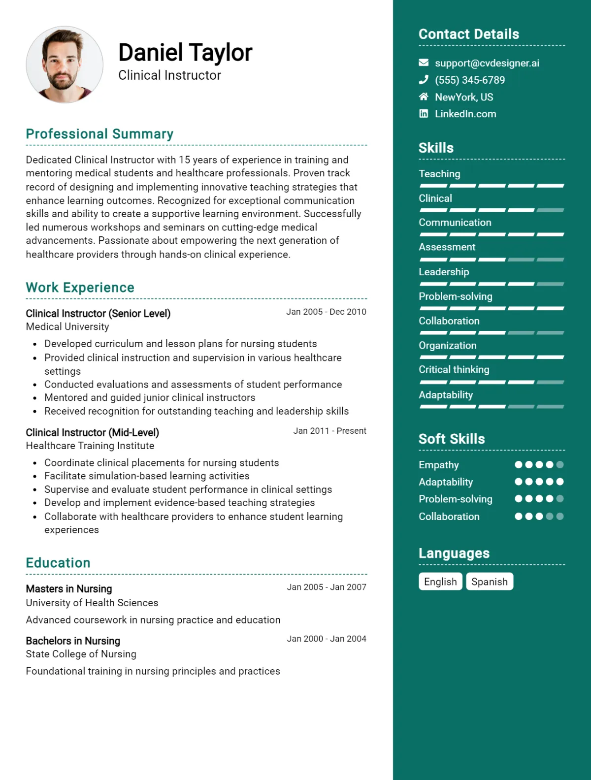 Clinical Instructor CV Example For 2026: Effective CV Writing Tips Preview
