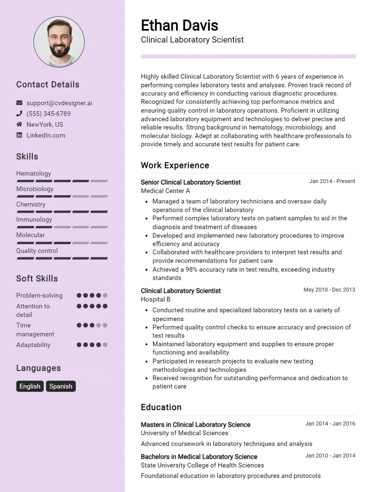 Clinical Laboratory Scientist CV Example For 2026: Proven Tips & Templates Preview