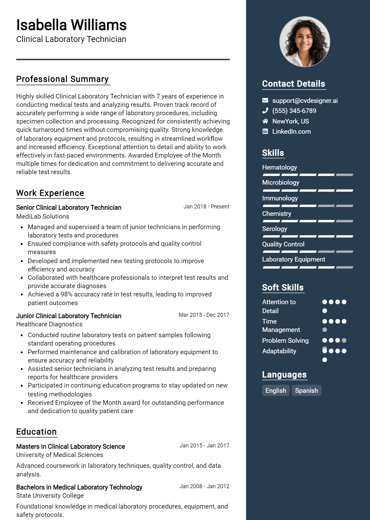 Clinical Laboratory Technician Resume Example for 2026: Ultimate Guide Preview