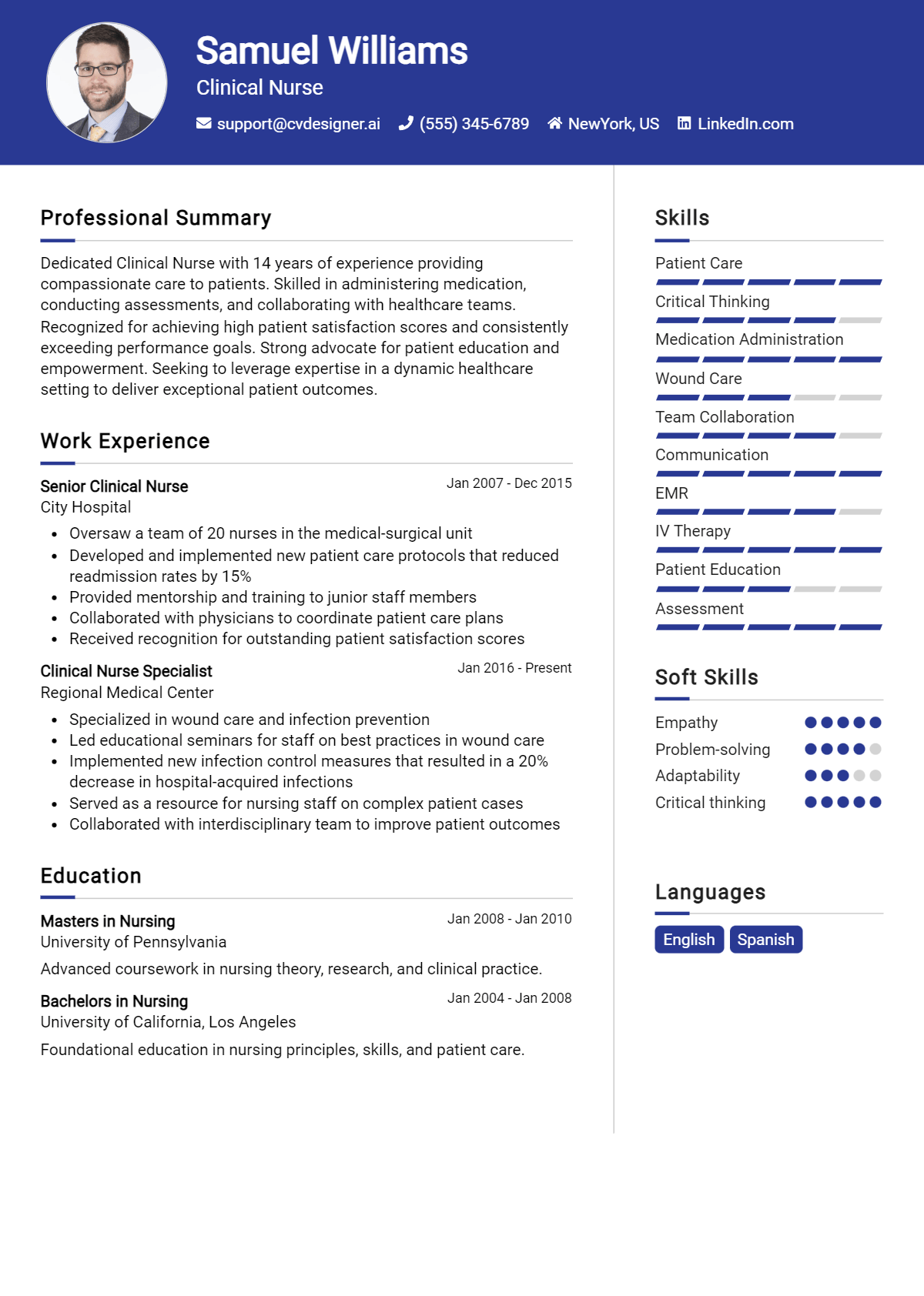 Clinical Nurse Resume Example for 2026: How to Craft a Winning CV Preview