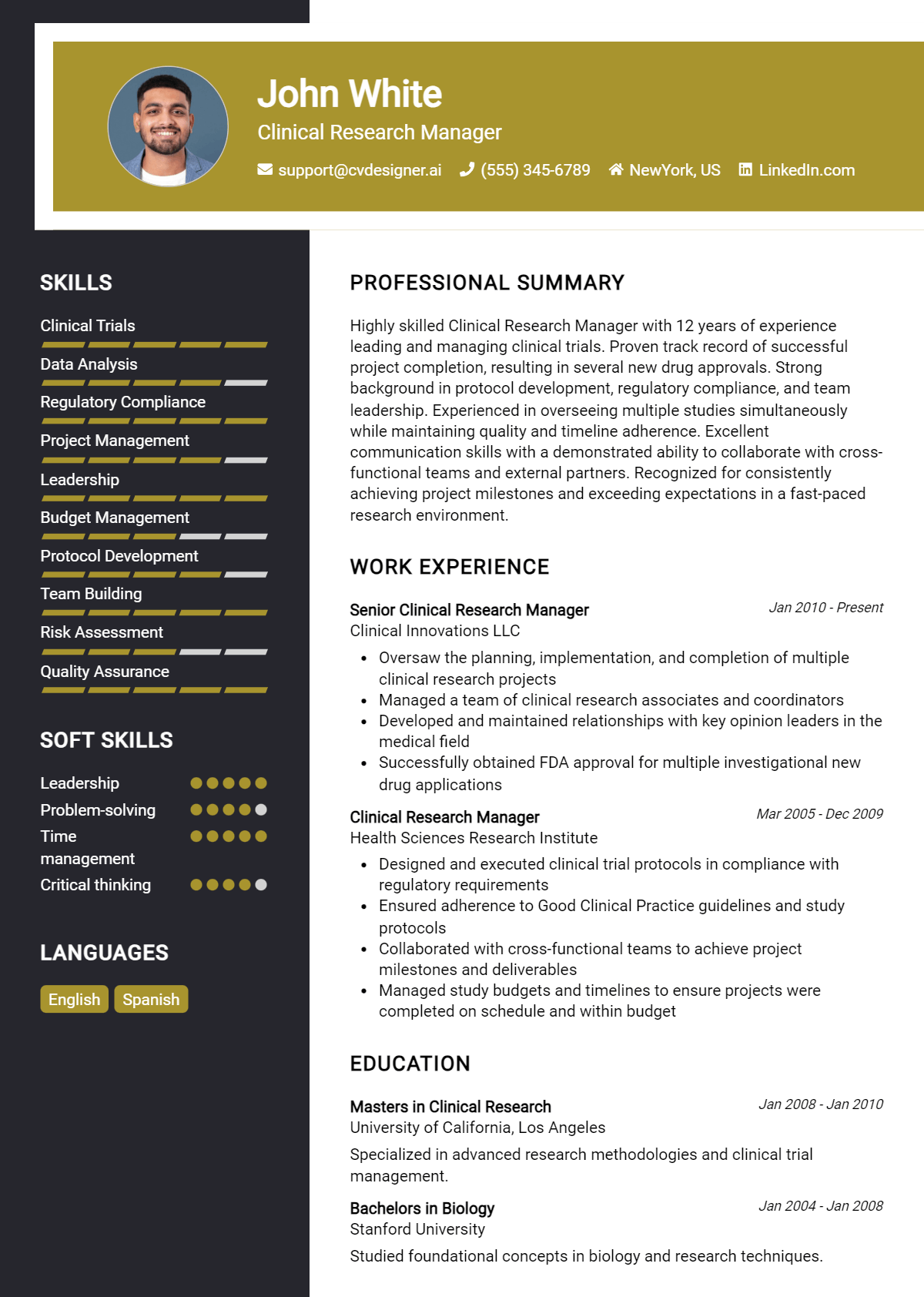 Clinical Research Manager Resume Example for 2026: Best Tips & Templates Preview