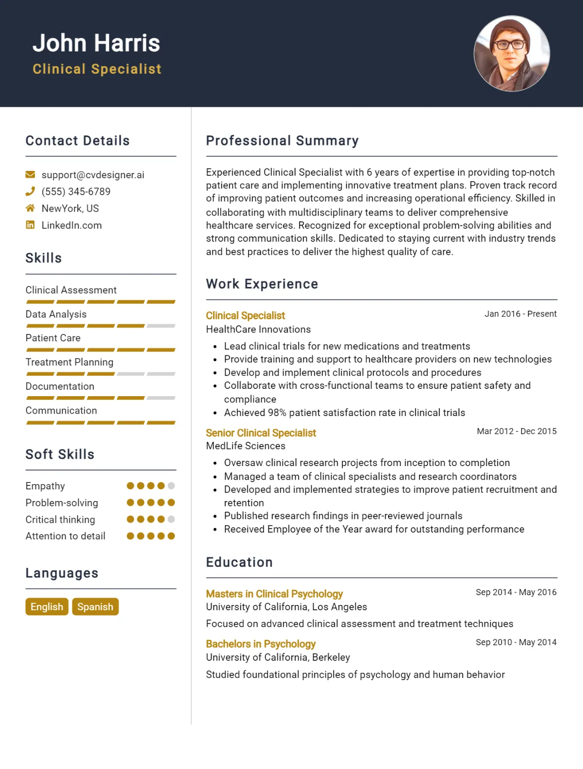Clinical Specialist CV Example For 2026: Top CV Skills Preview