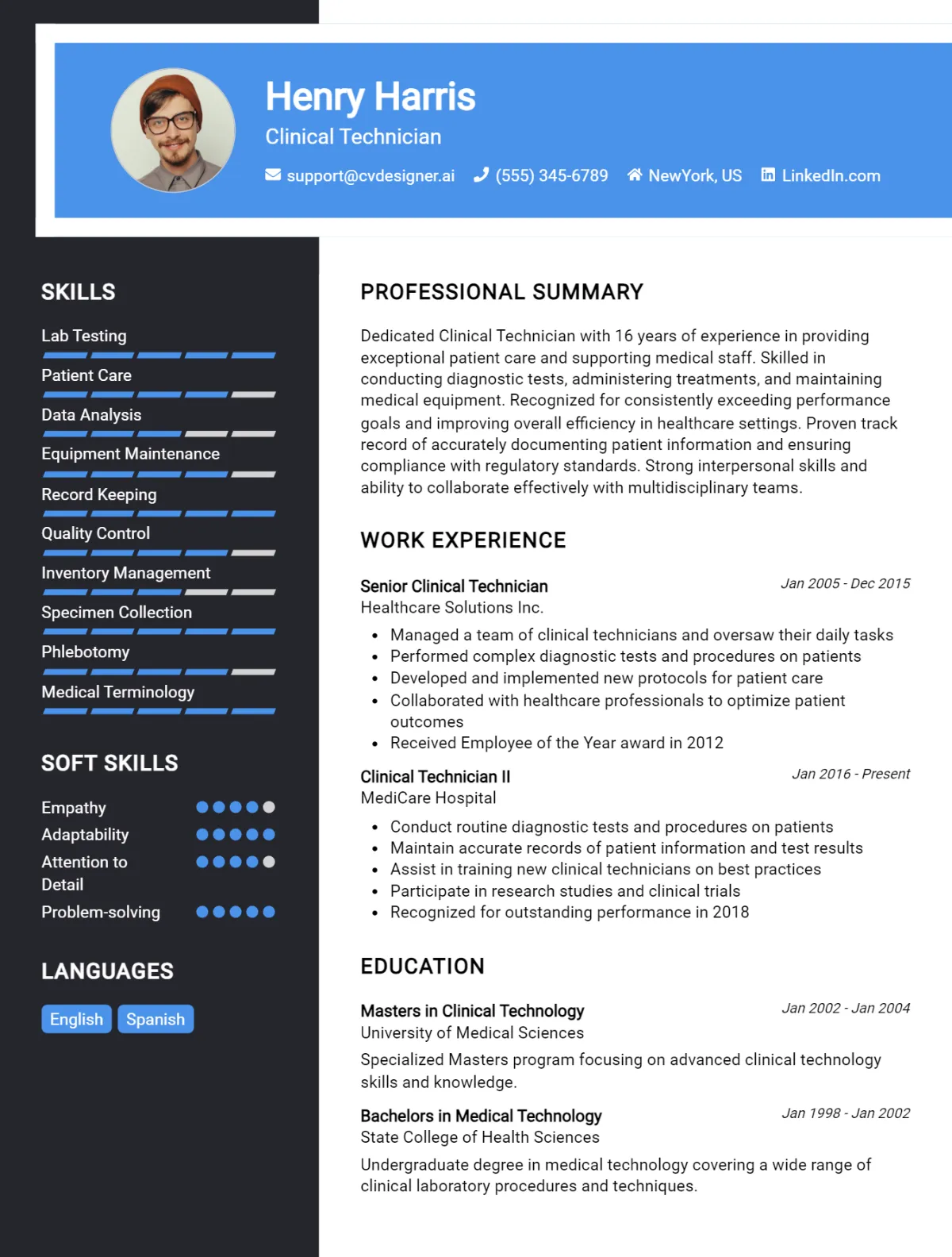 Clinical Technician CV Example For 2026: Best Tips & Templates Preview