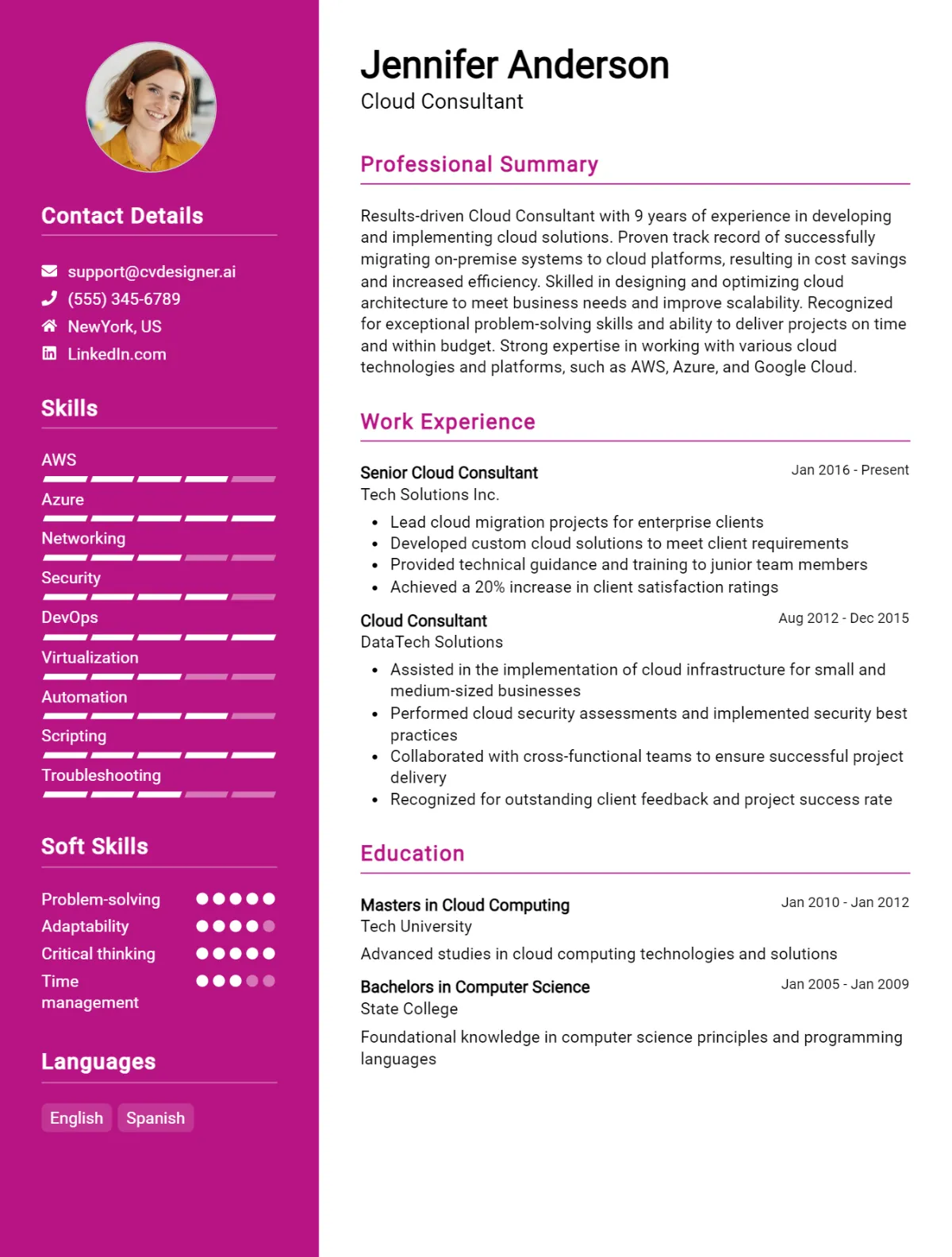 Cloud Consultant CV Example For 2026: Effective CV Writing Tips Preview