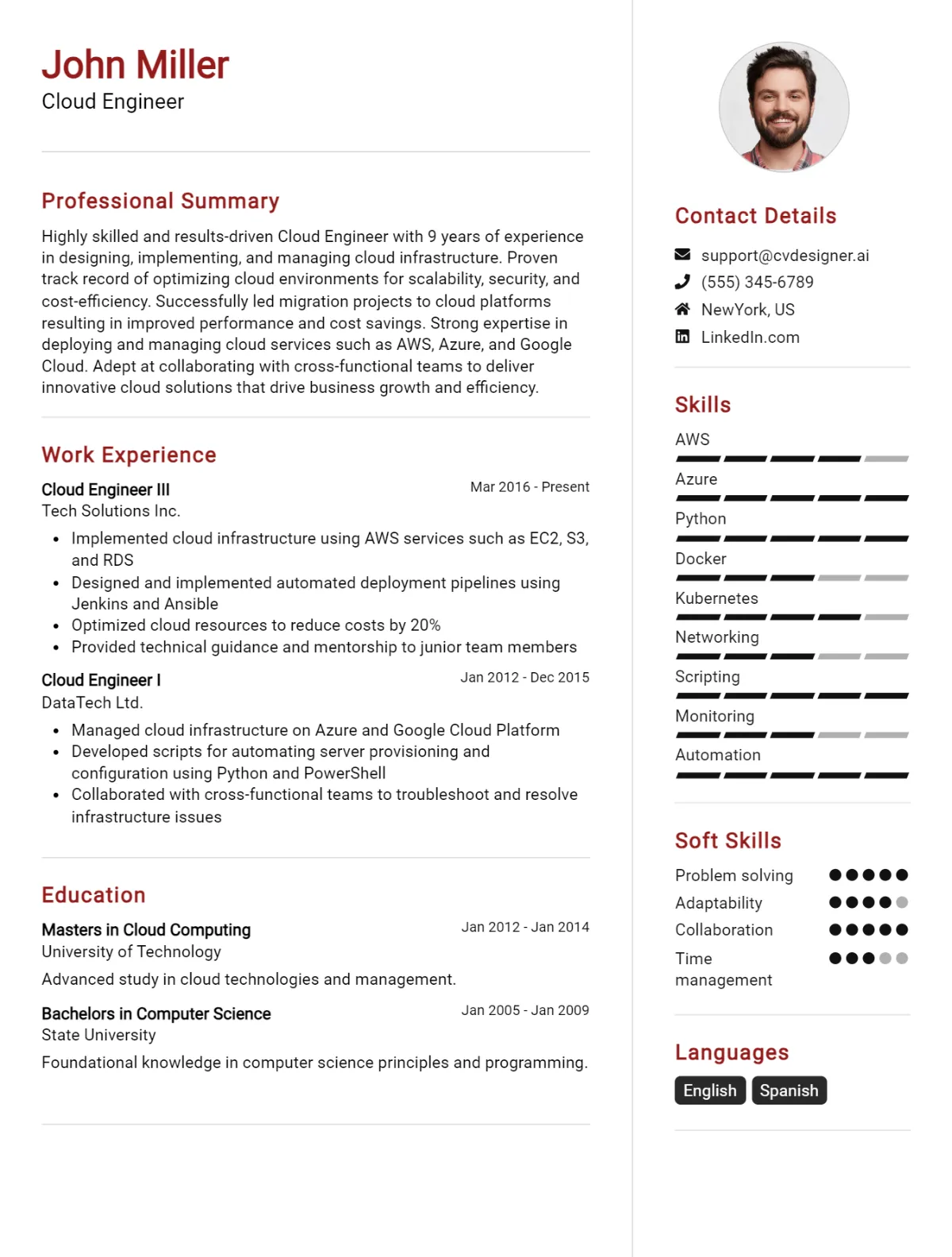 Cloud Engineer CV Example For 2026: Samples & Best Practices Preview
