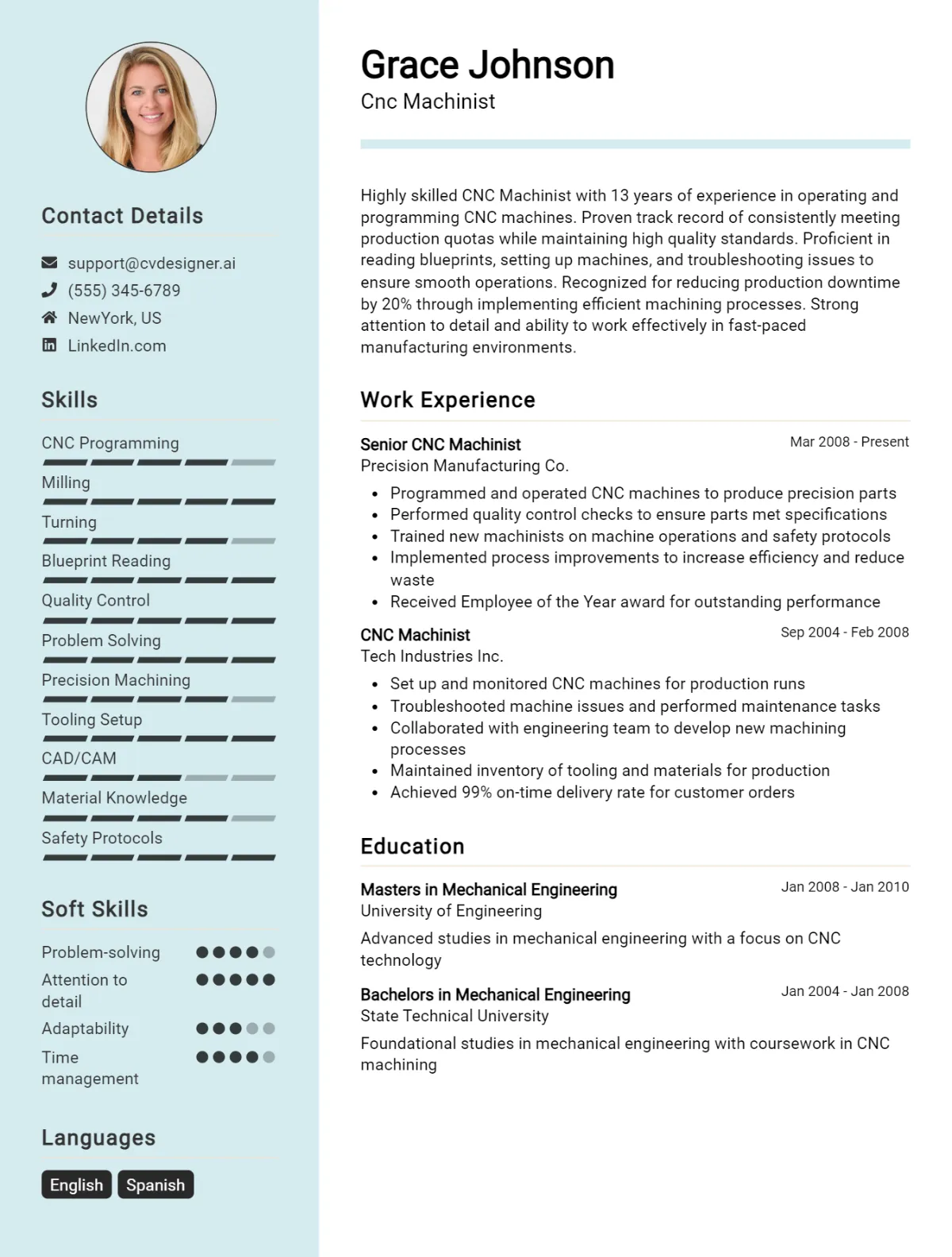 CNC Machinist CV Example For 2026: Expert Tips & Templates Preview