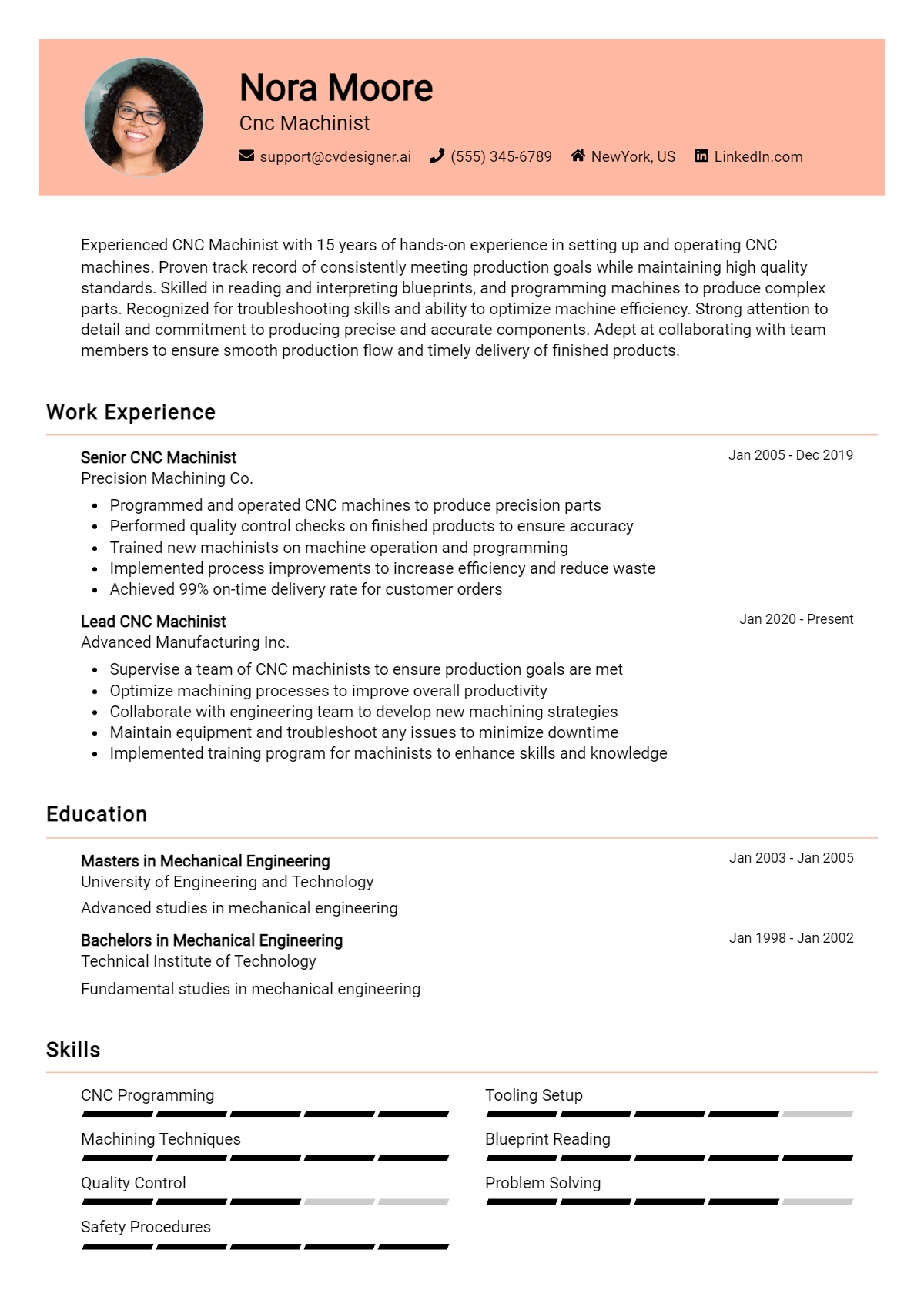 CNC Machinist Resume Example for 2026: Best Formatting Tips Preview