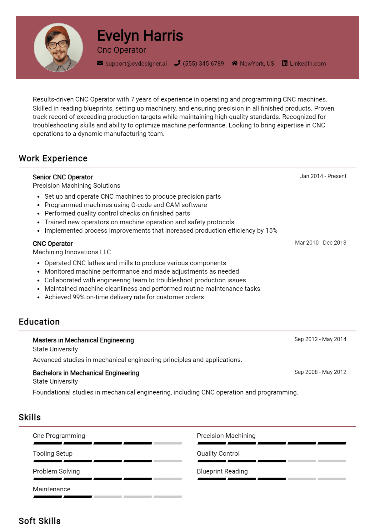 CNC Operator Resume Example for 2026: How to Craft a Winning CV Preview
