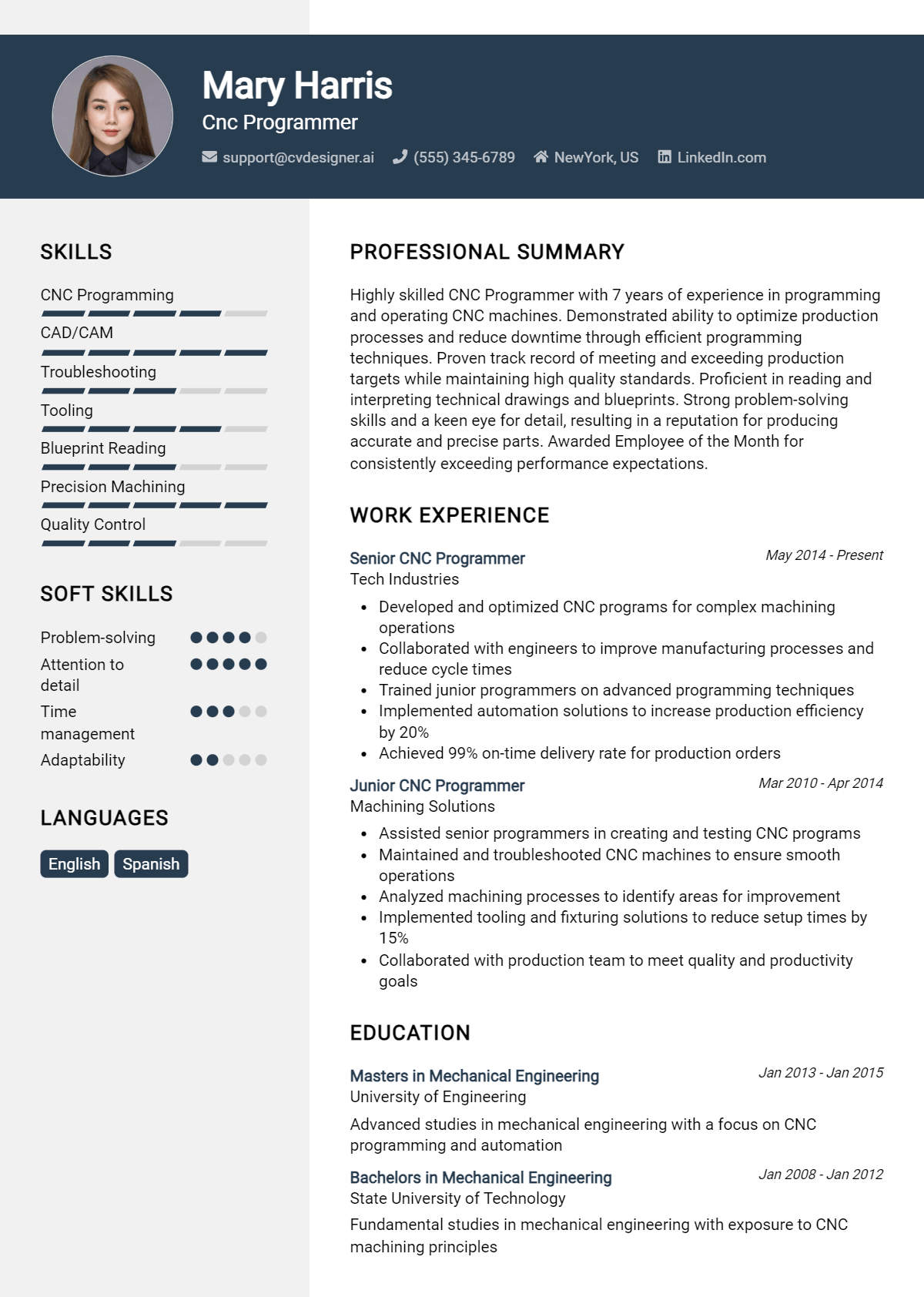 CNC Programmer Resume Example for 2026: Tips & Templates Preview