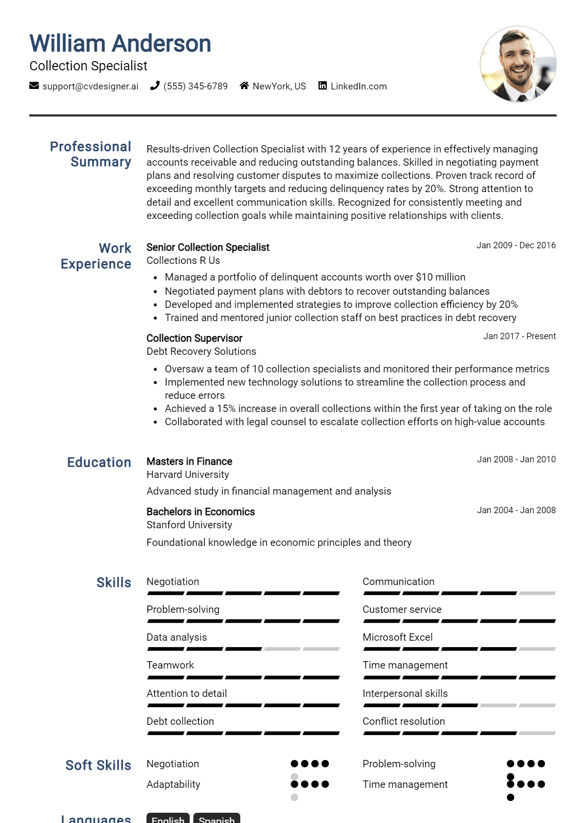 Collection Specialist Resume Example for 2026: Effective CV Writing Tips Preview