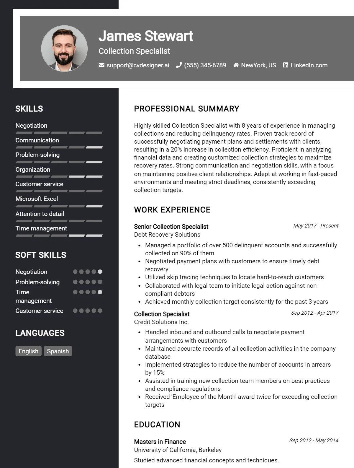 Collection Specialist CV Example For 2026 Preview