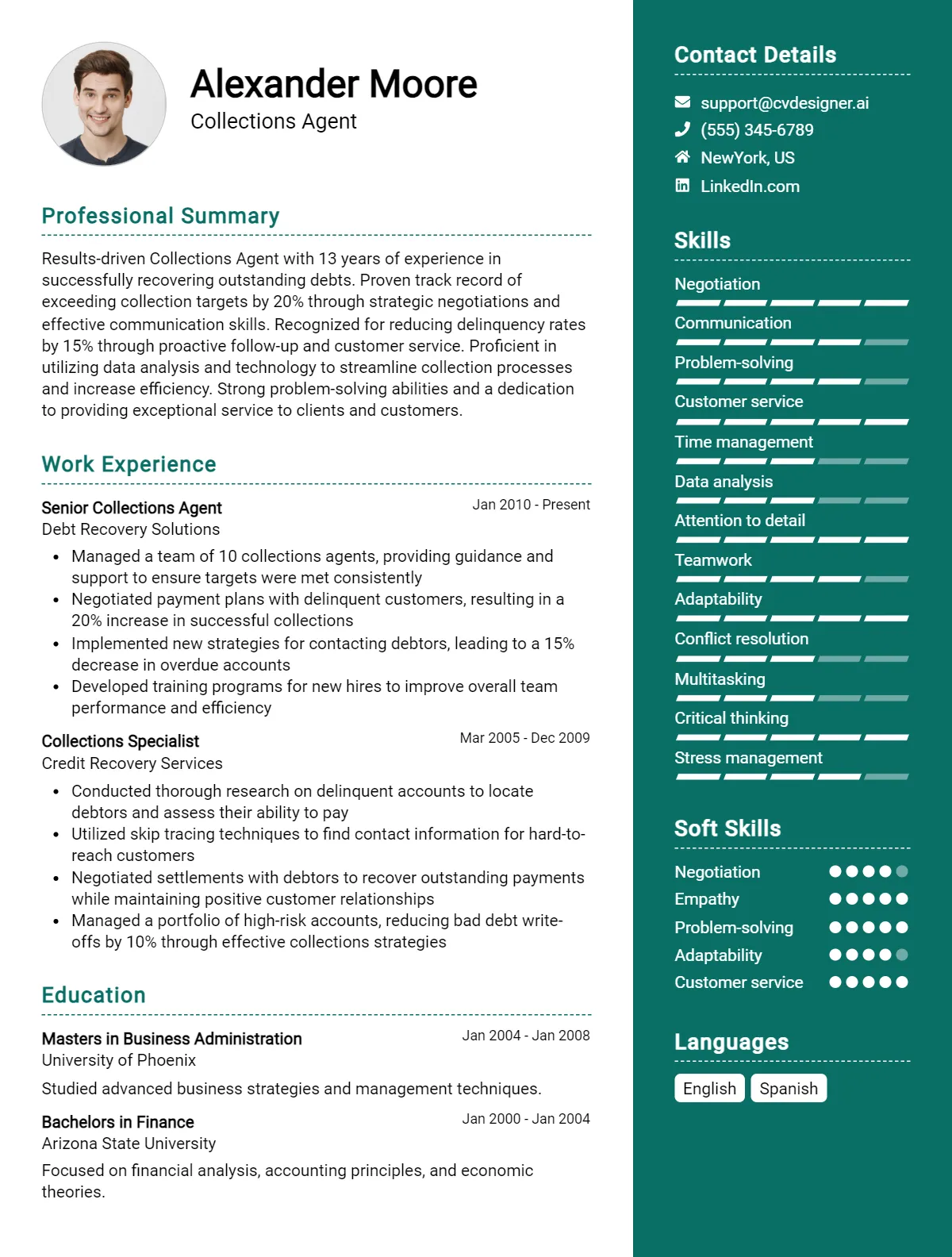 Collections Agent CV Example for 2026 Preview