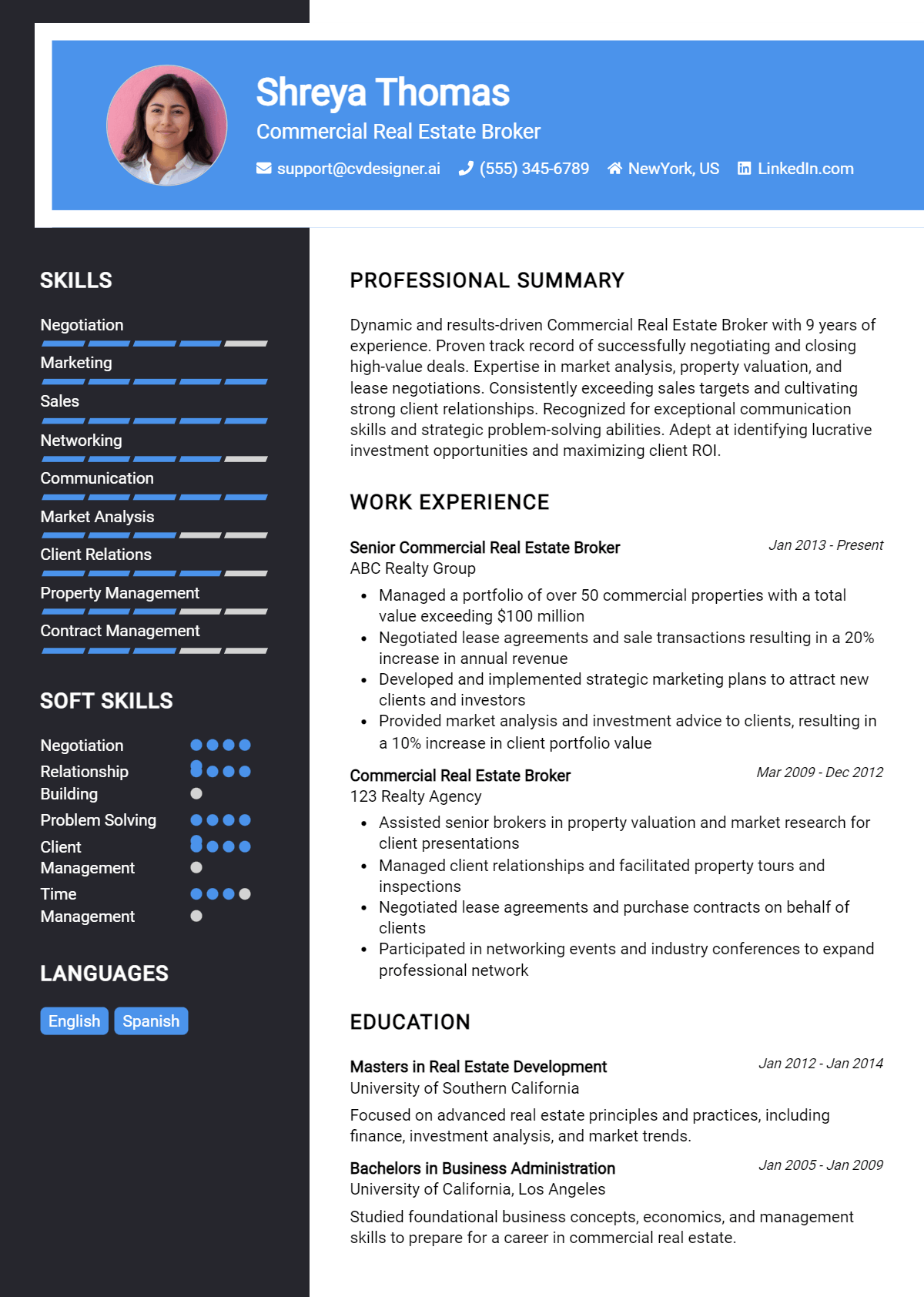 Commercial Real Estate Broker Resume Example for 2026: Best Formatting Tips Preview