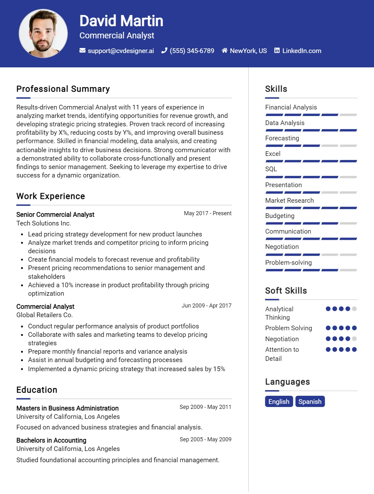 Commercial Analyst CV Example and Templates for 2026 Preview