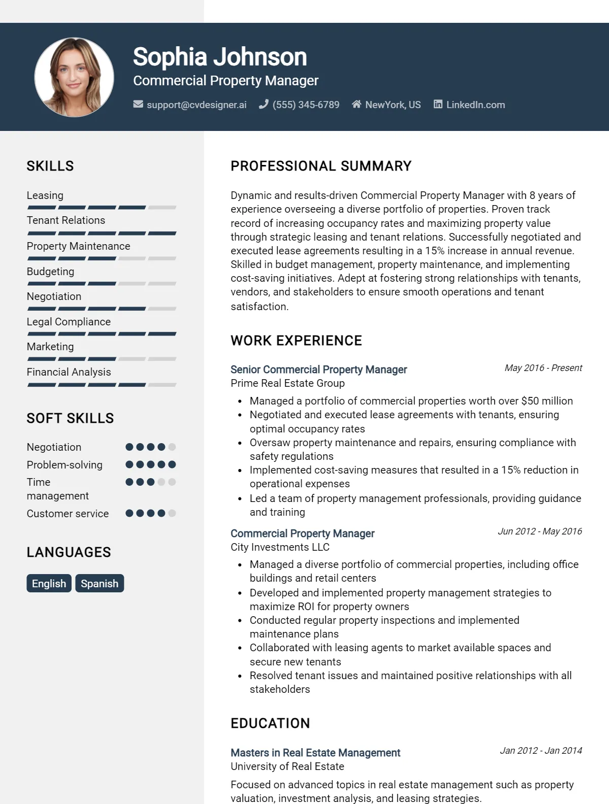 Commercial Property Manager CV Example For 2026: Strategies & Templates Preview