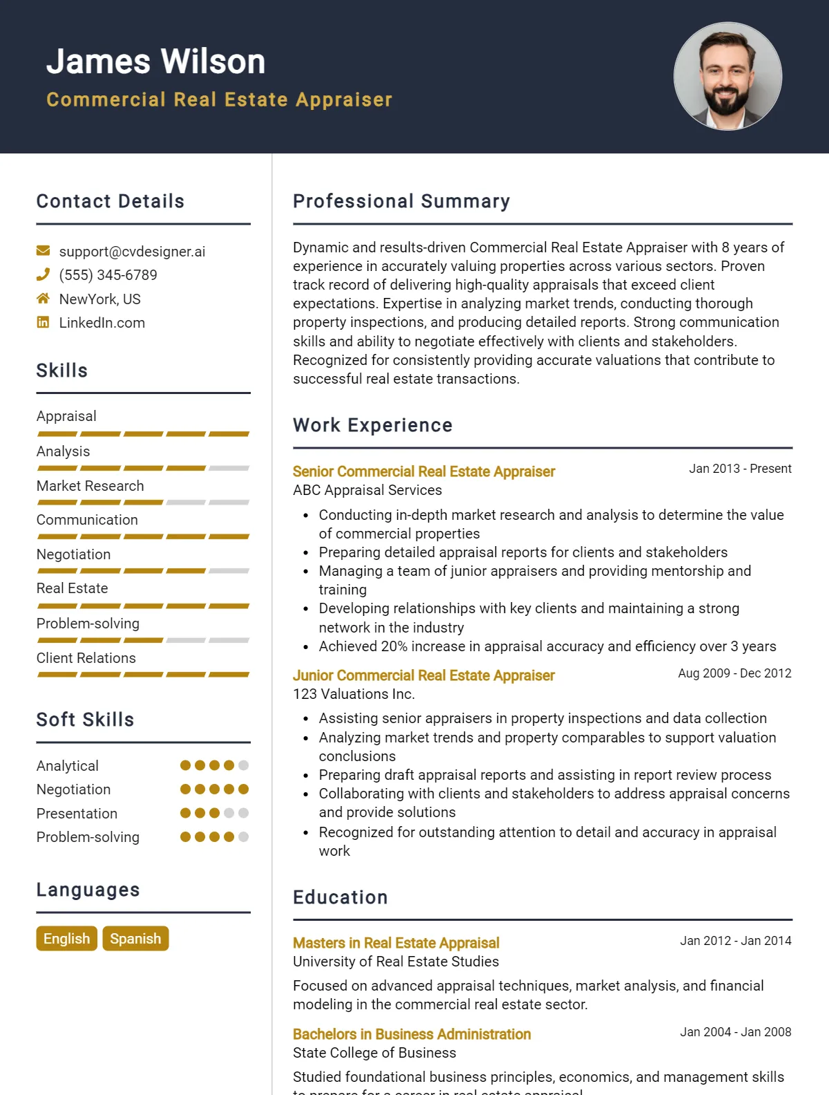 Commercial Real Estate Appraiser CV Example For 2026: Strategies & Templates Preview