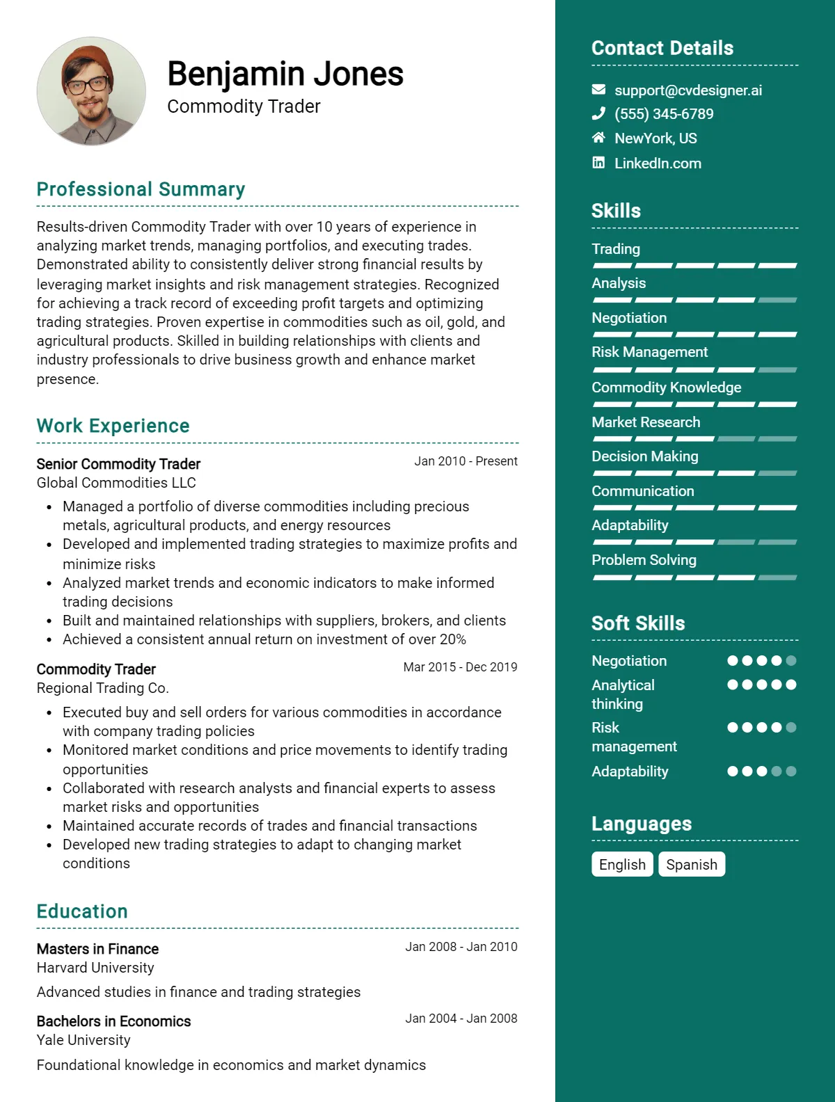Commodity Trader CV Example & Templates for 2026 Preview
