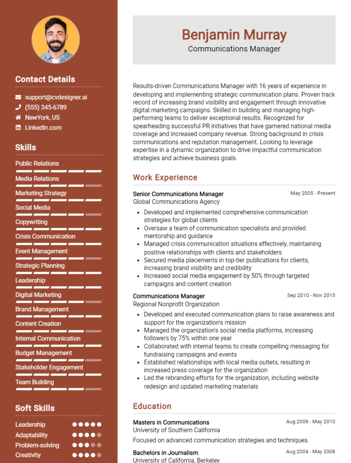 Communications Manager CV Example For 2026: Tips & Templates Preview