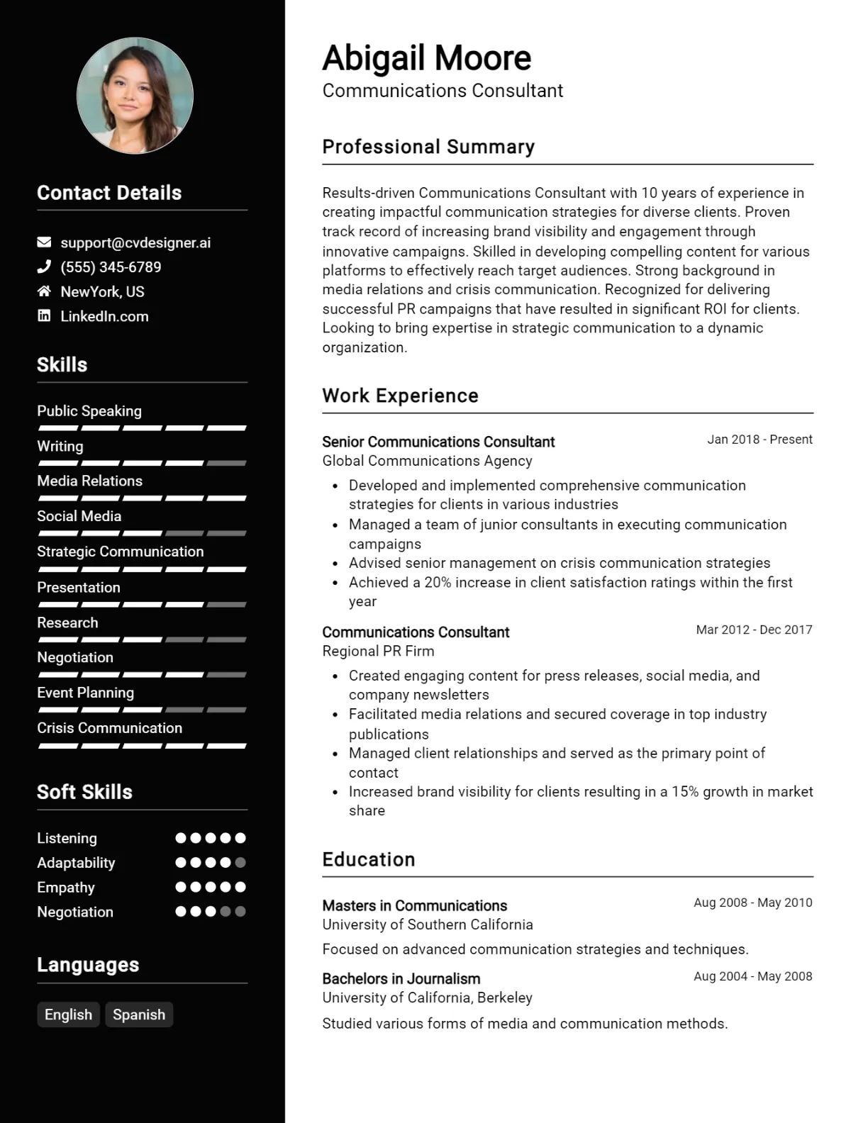 Communications Consultant CV Example For 2026: Tips to Stand Out Preview