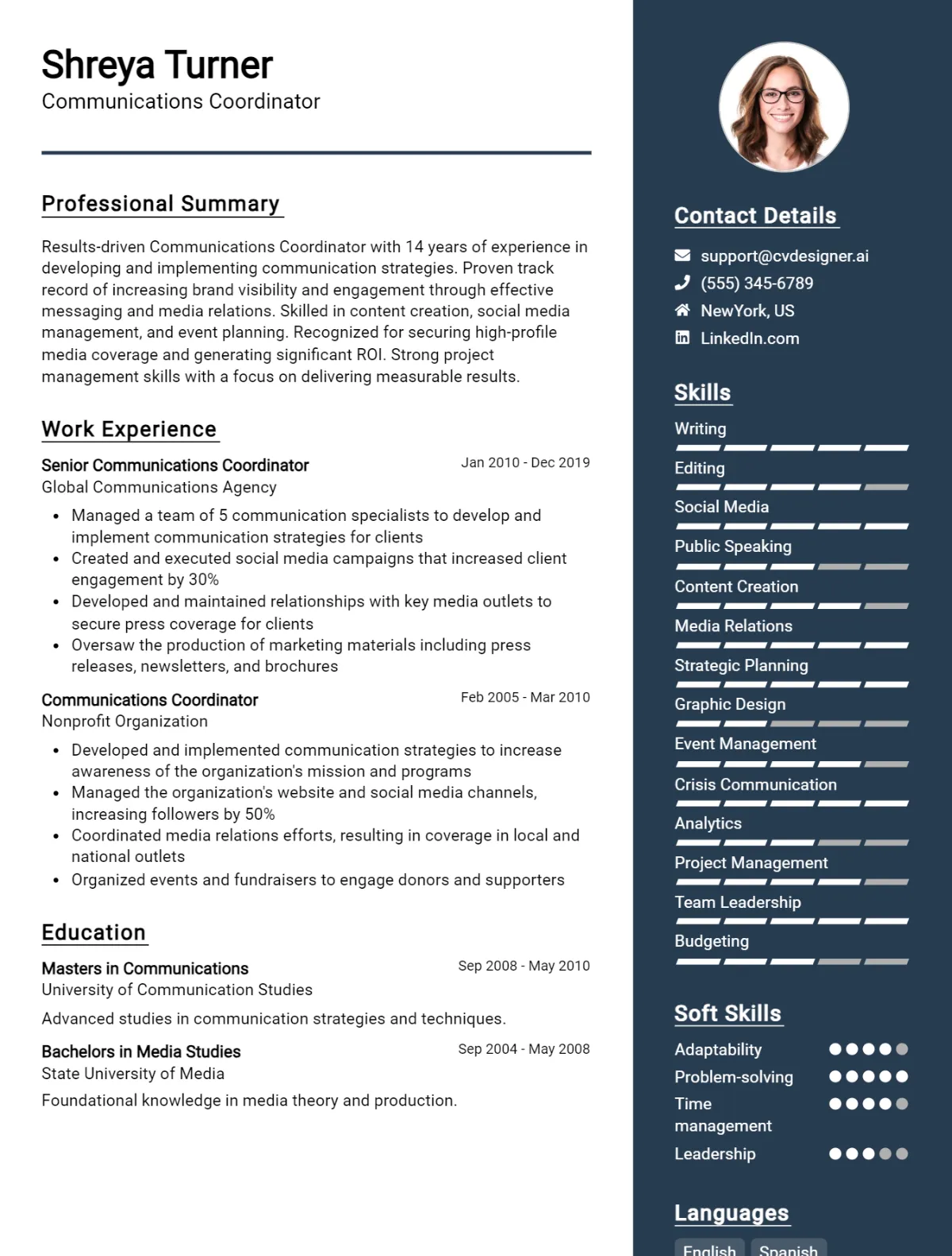 Communications Coordinator CV Example For 2026: Best Tips & Templates Preview