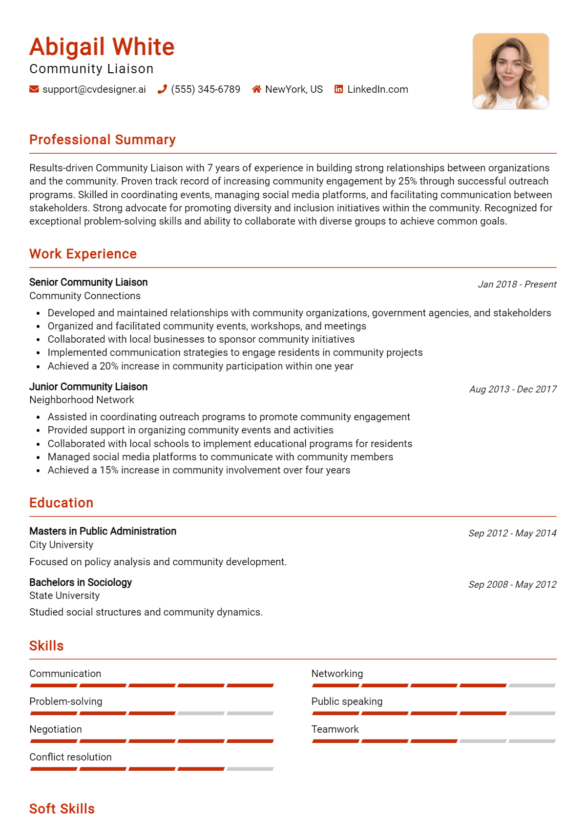 Community Liaison Resume Example for 2026: Tips & Templates Preview