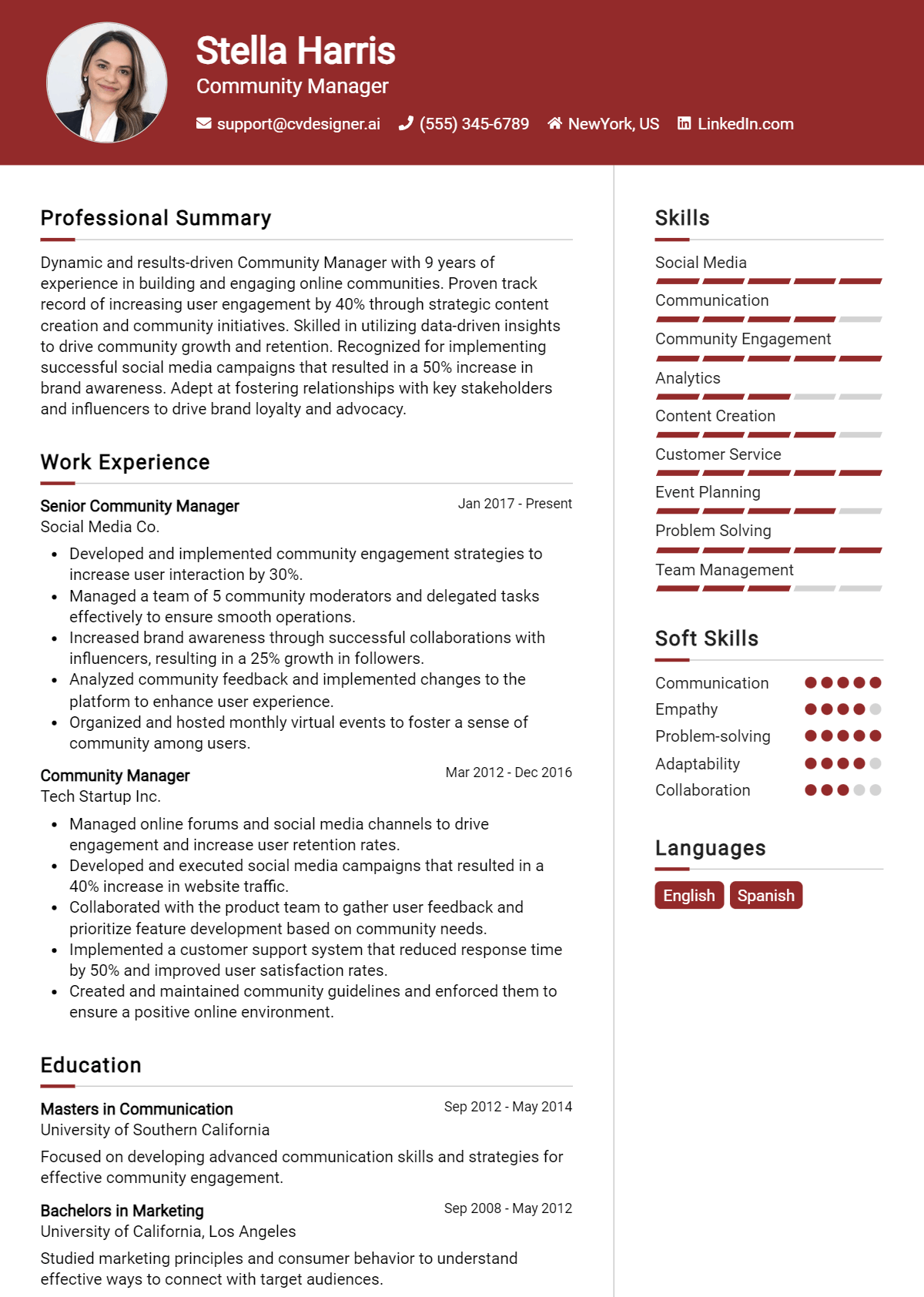 Community Manager Resume Example for 2026: Tips & Templates Preview