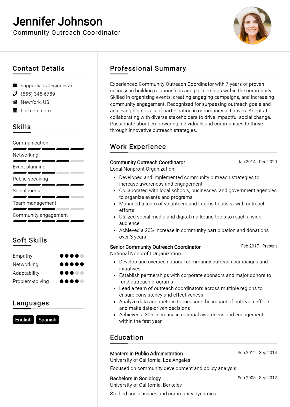 Community Outreach Coordinator Resume Example for 2026: Professional CV Templates Preview