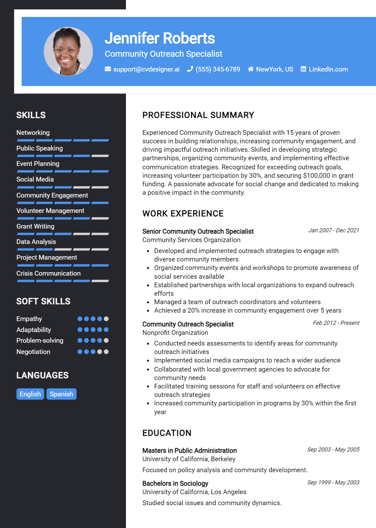 Community Outreach Specialist Resume Example for 2026: Best Tips & Templates Preview