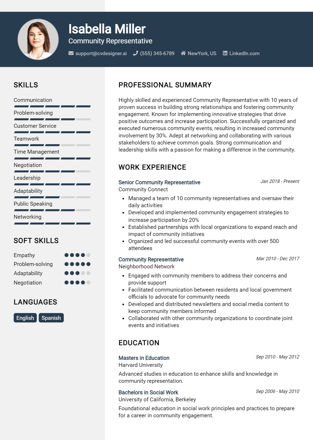 Community Representative Resume Example for 2026: Free Templates Preview