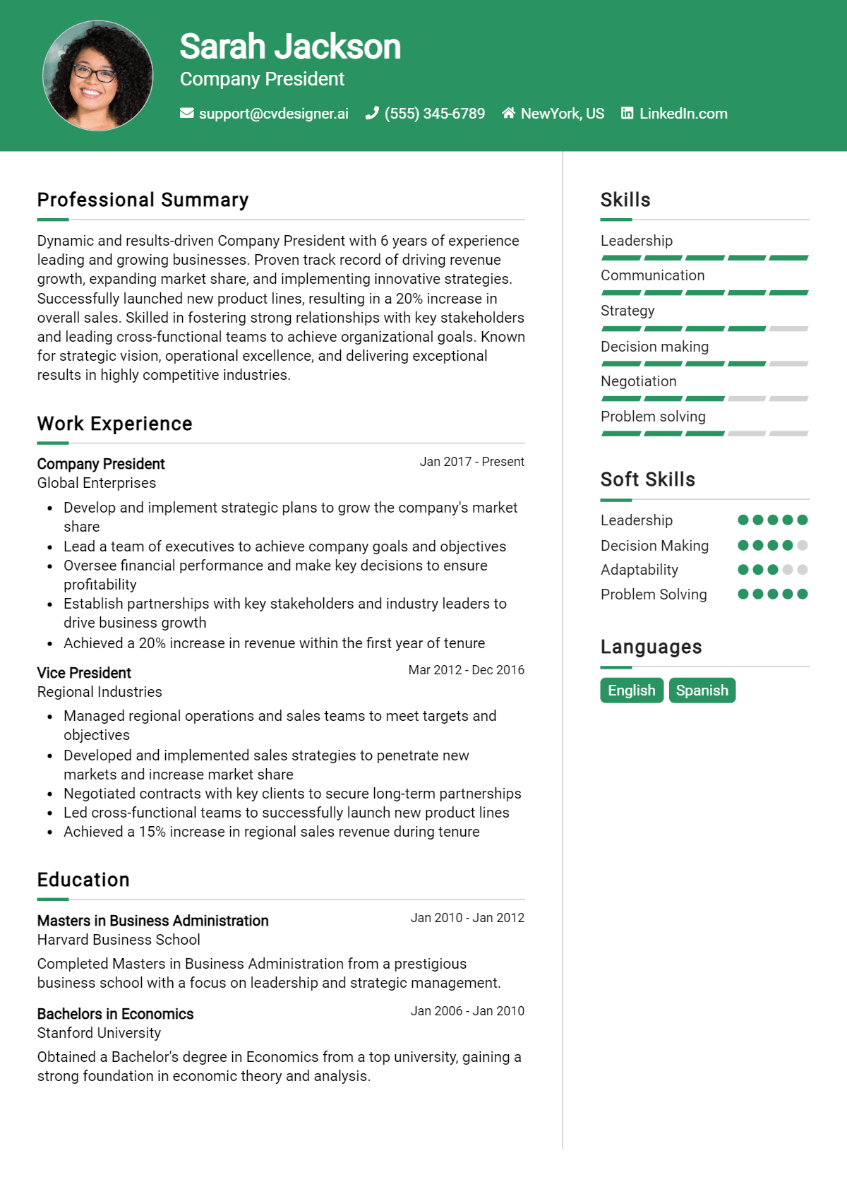 Company President Resume Example for 2026: Free Templates Preview